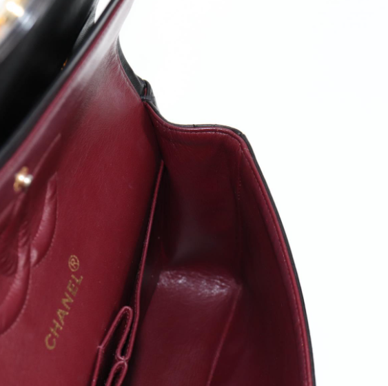 Chanel Timeless Doble Flap 25 cm en piel de cordero negra