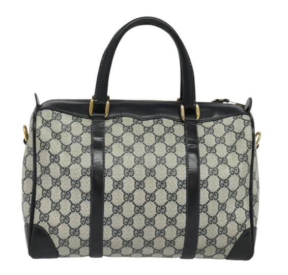 Zip Boston GG Canvas Azul Mediano bandolera