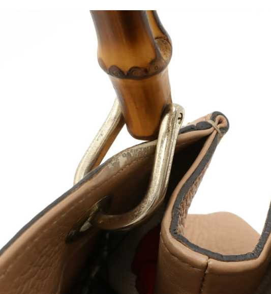 Bolso Bamboo pequeño en piel camel con interior floral