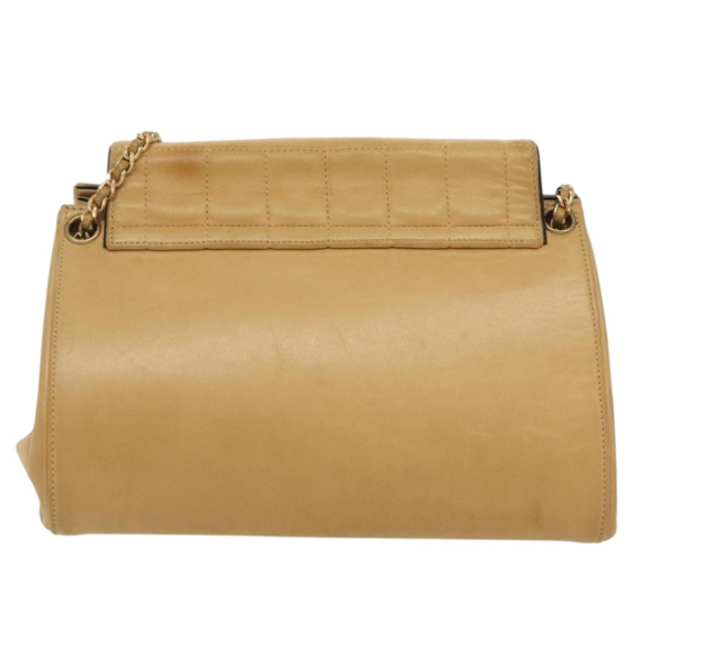 CHANEL Chocolate Bar Acordeón Flap Bag Talla M en piel beige