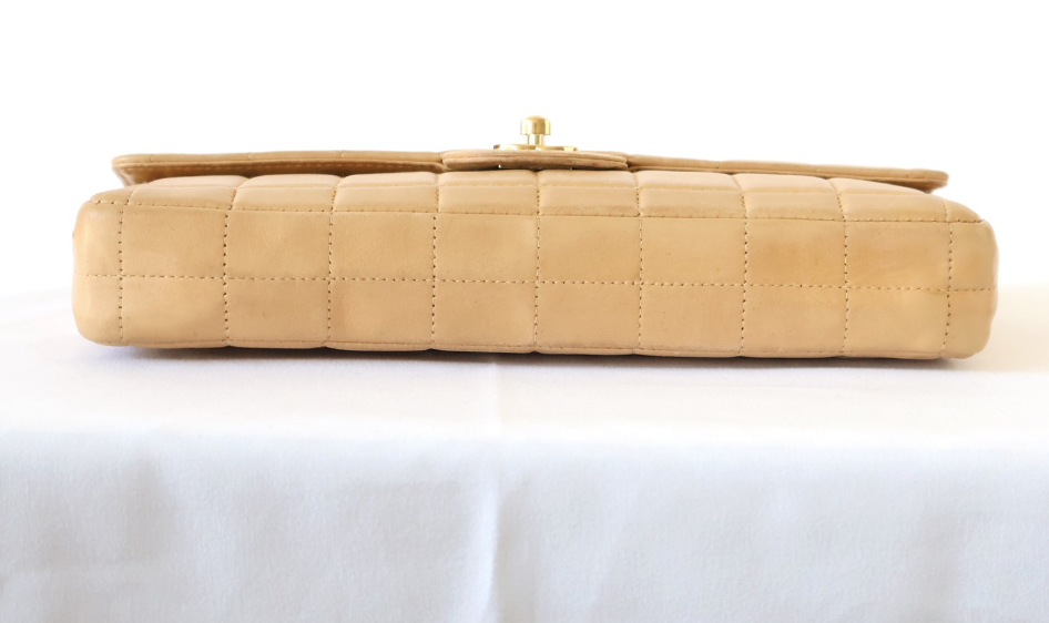 Chanel Choco Bar Lambskin Shoulder Bag — Beige
