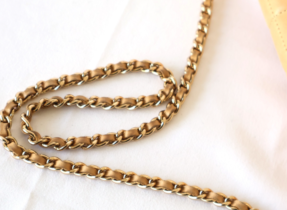 Chanel Choco Bar Lambskin Shoulder Bag — Beige