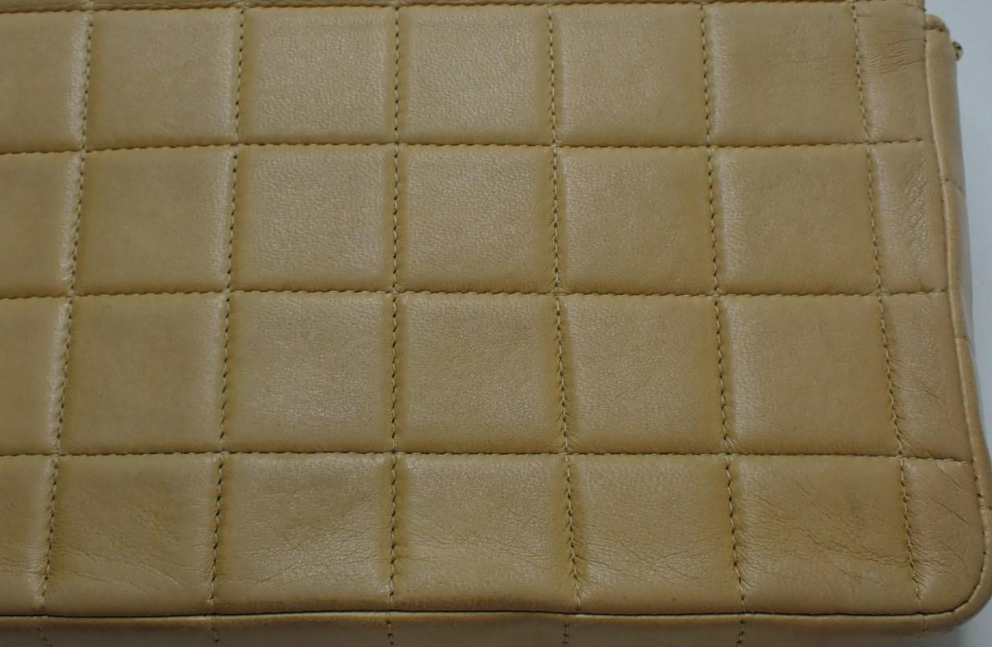 Chanel Choco Bar Lambskin Shoulder Bag — Beige