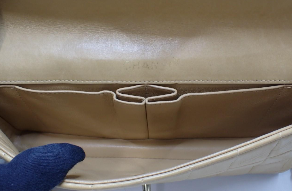 Chanel Choco Bar Lambskin Shoulder Bag — Beige