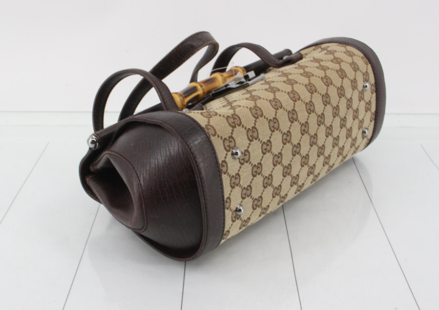 Gucci GG Canvas Bamboo Handbag