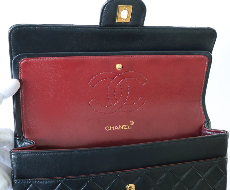 chanel timeless 27 matelassé lambskin double flap negro – serie 1