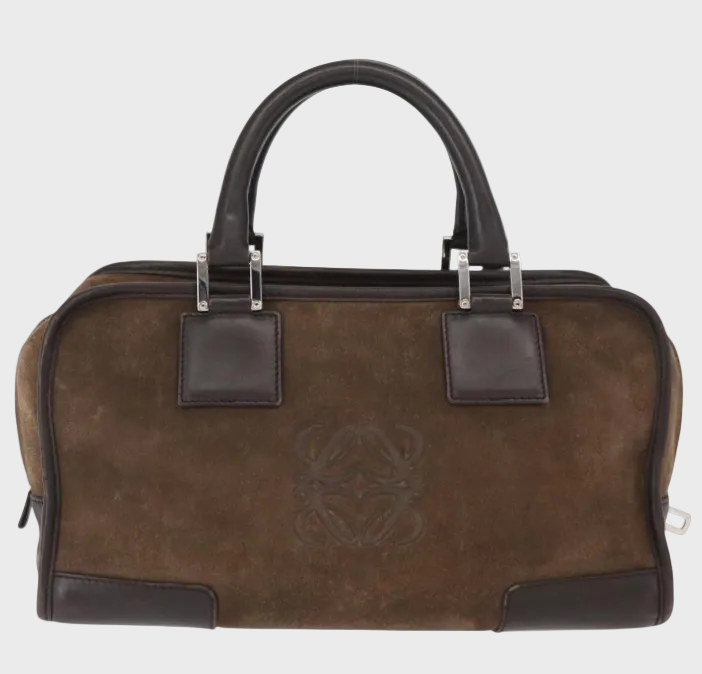 Loewe amazona 28 ante y piel marrón herrajes plata