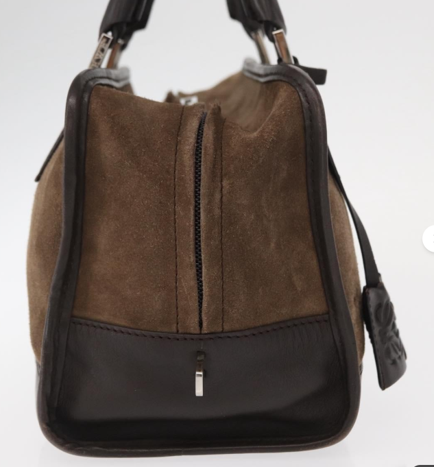 Loewe amazona 28 ante y piel marrón herrajes plata