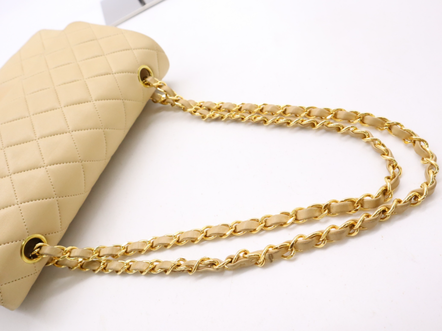 CHANEL Timeless 25 Double Flap Beige Lambskin – Serie 2 (1991-1994)
