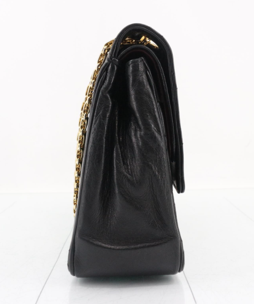 Chanel Timeless 27 Doble Solapa Negra  Classic Flap Medium – 2.55 Cadena Dorada