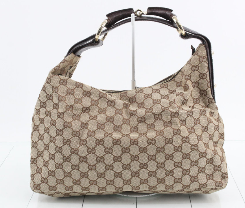 Gucci hobo horsebit lona gg canvas marron