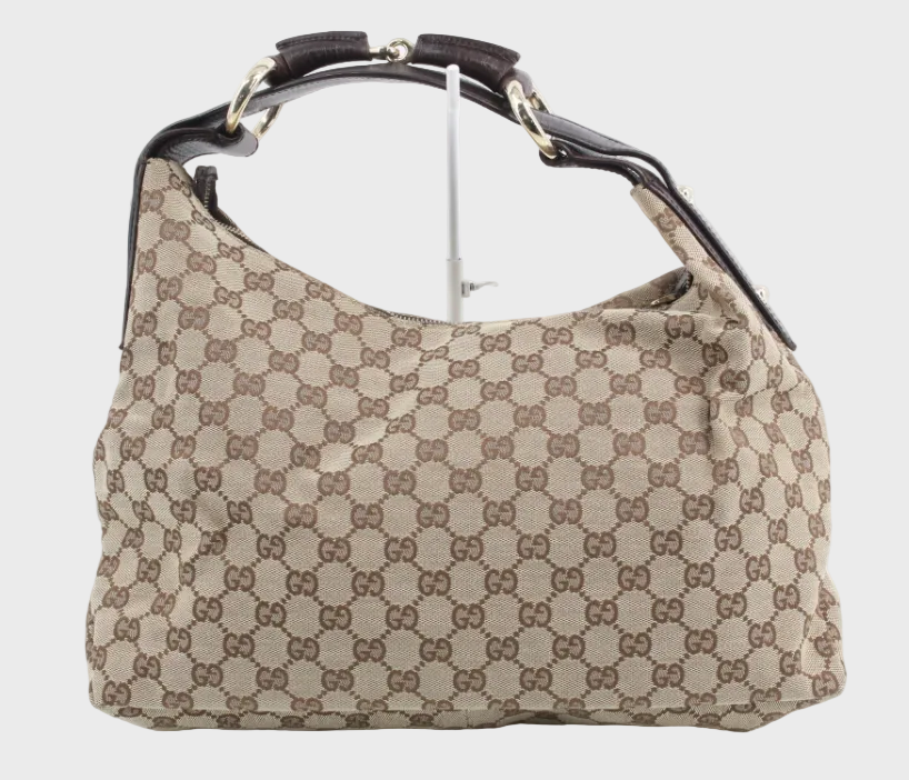 Gucci hobo horsebit lona gg canvas marron