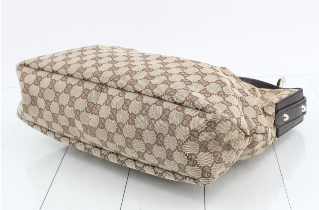 Gucci hobo horsebit lona gg canvas marron