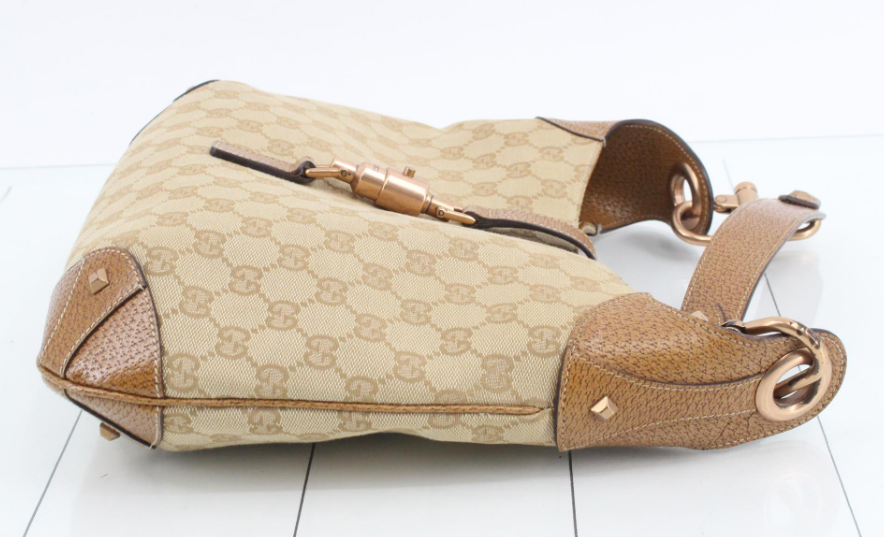 Gucci jackie gg canvas gold rosado y marron