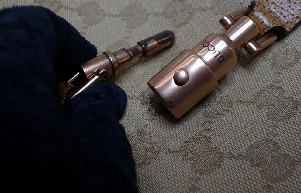Gucci jackie gg canvas gold rosado y marron