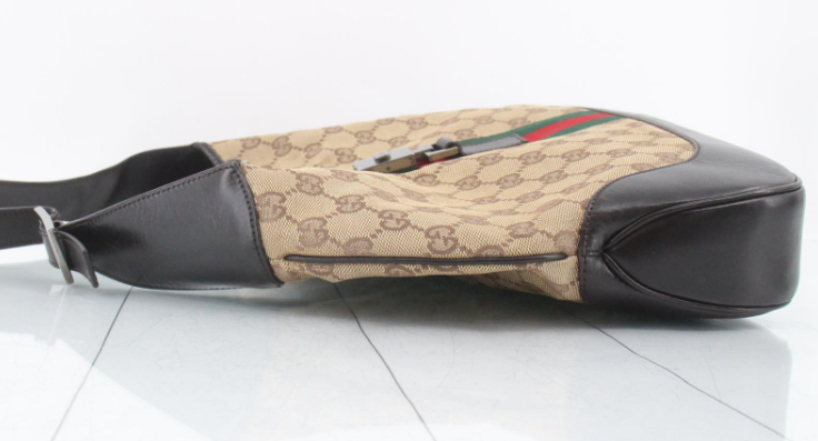 Gucci Jackie Grande Clásico Vintage | GG Canvas & Piel Marrón Oscuro