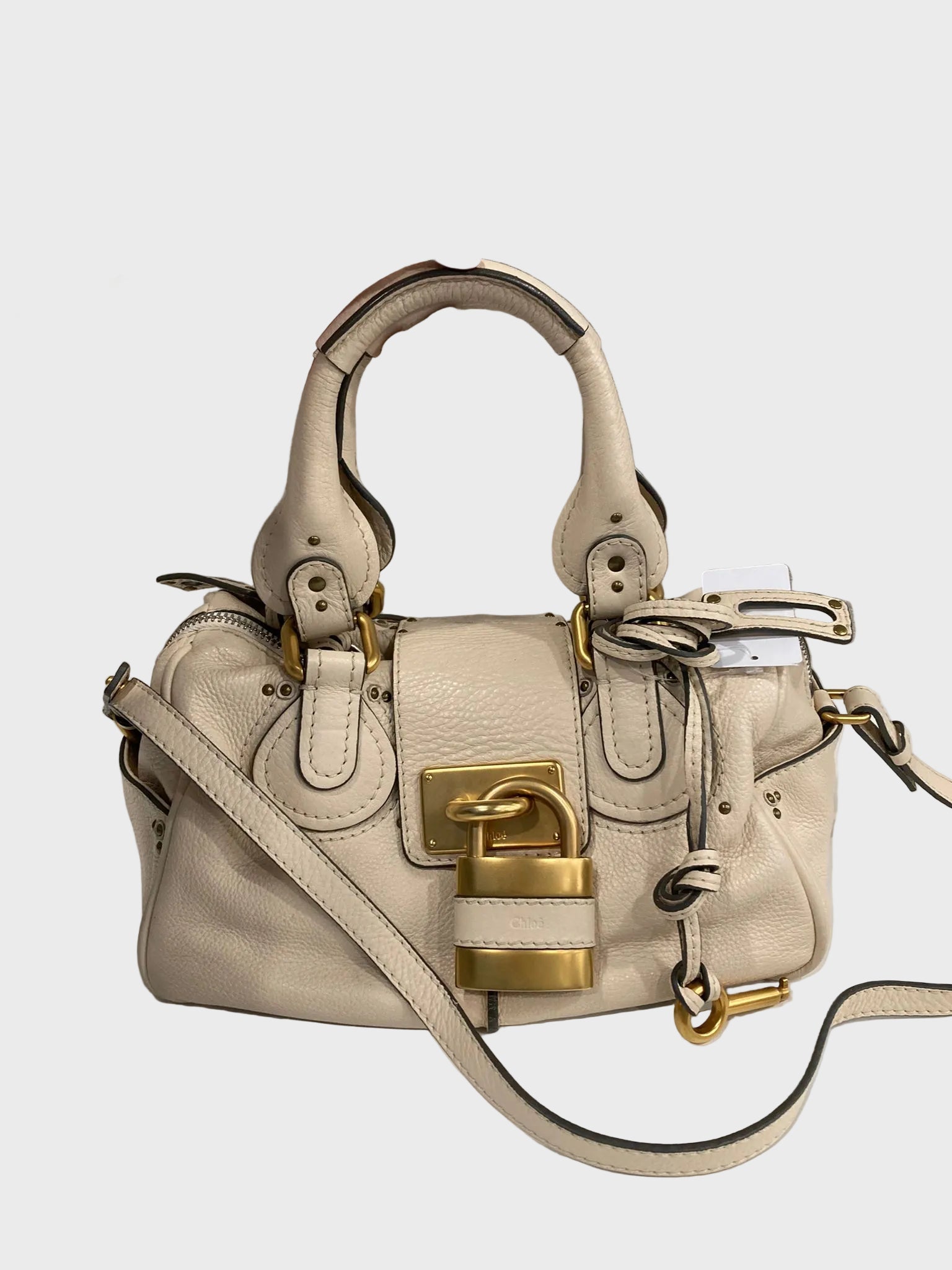 Chloé Paddington Small Piel Ivory Candado Icono y Bandolera
