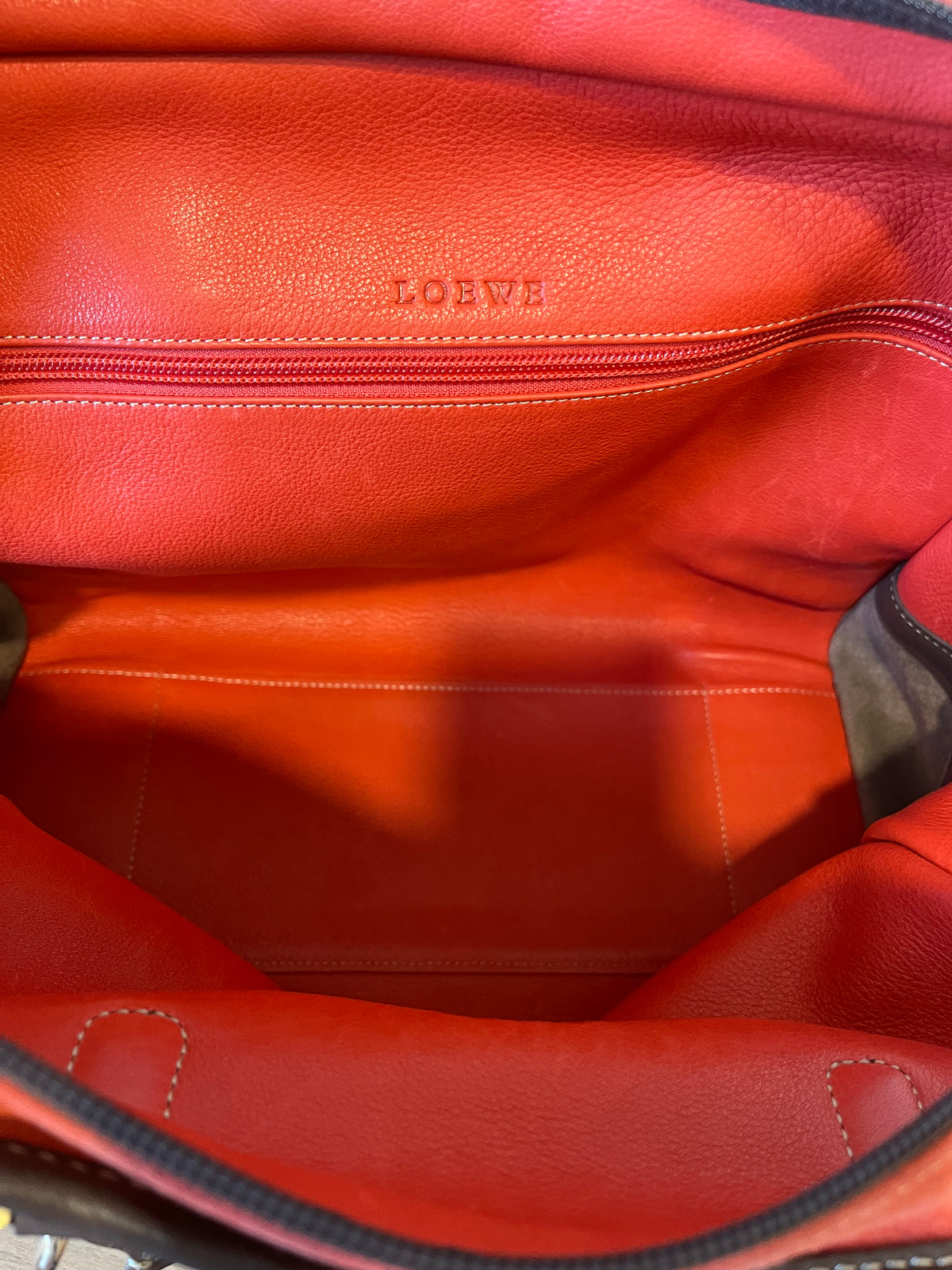 Loewe Amazona 32 Ante coral y Piel Marrón
