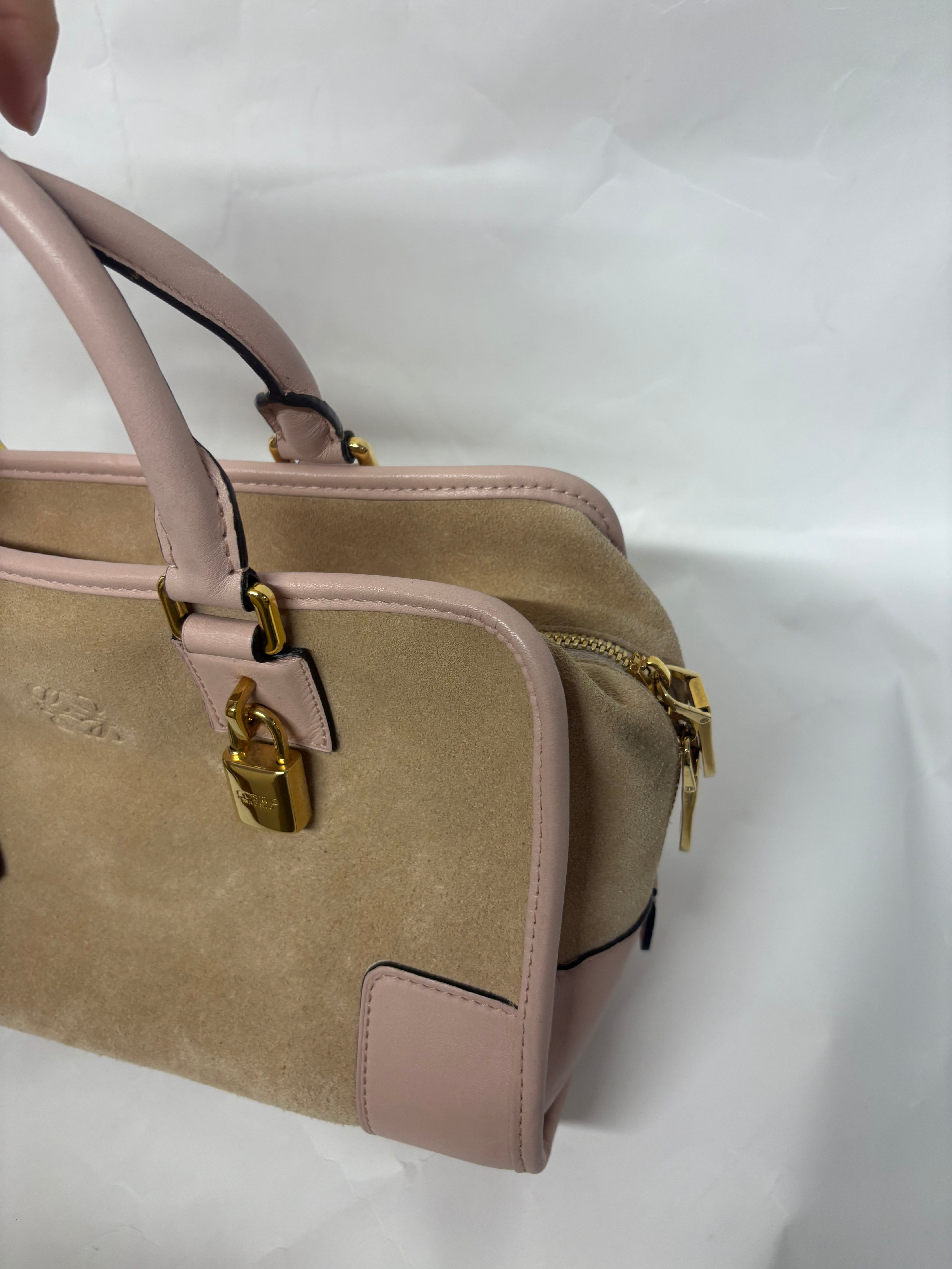 Loewe amazona 30 ante beige y rosa claro