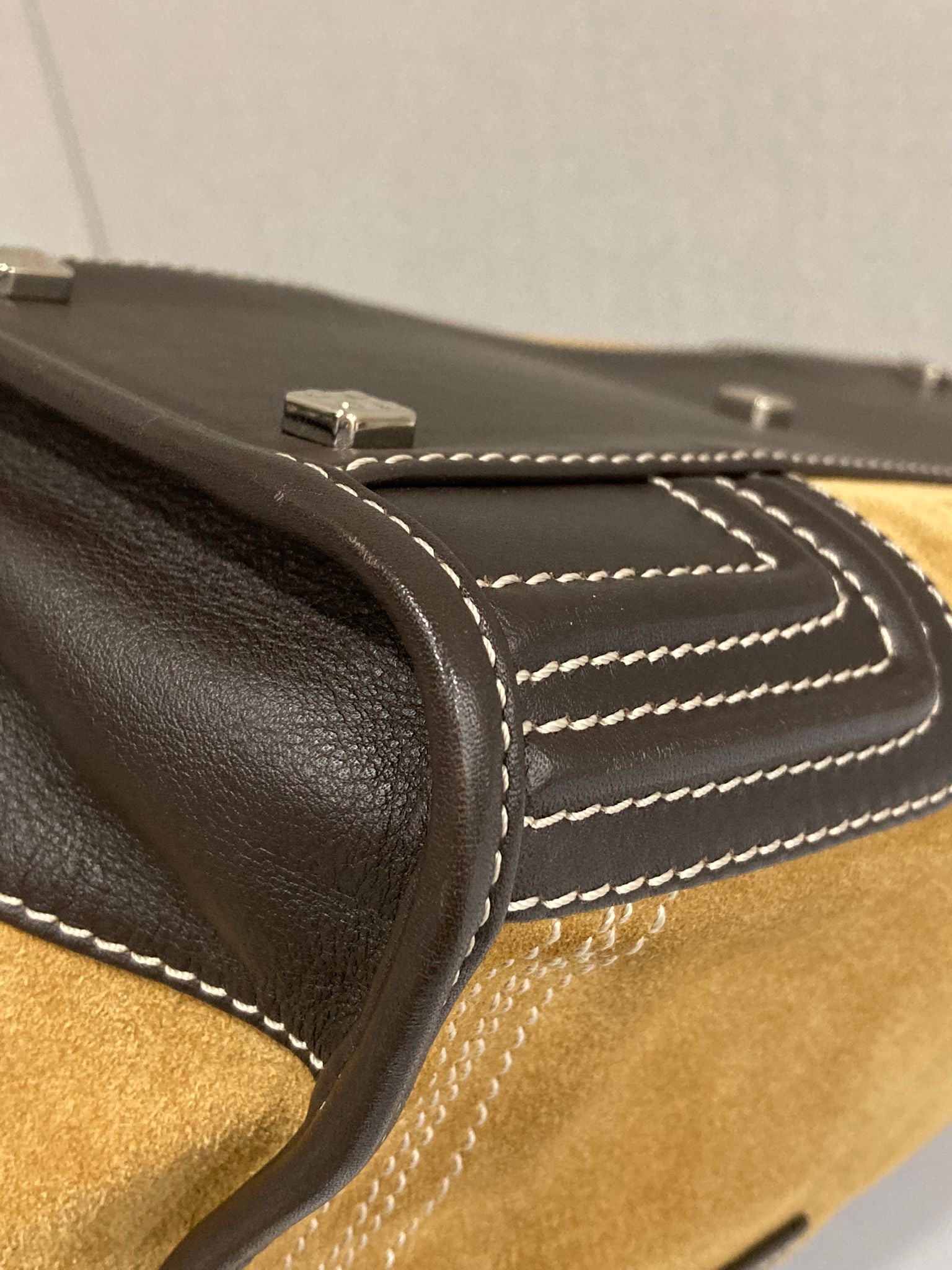 Loewe Amazona 28 Ante oro y Piel Camel/Marrón