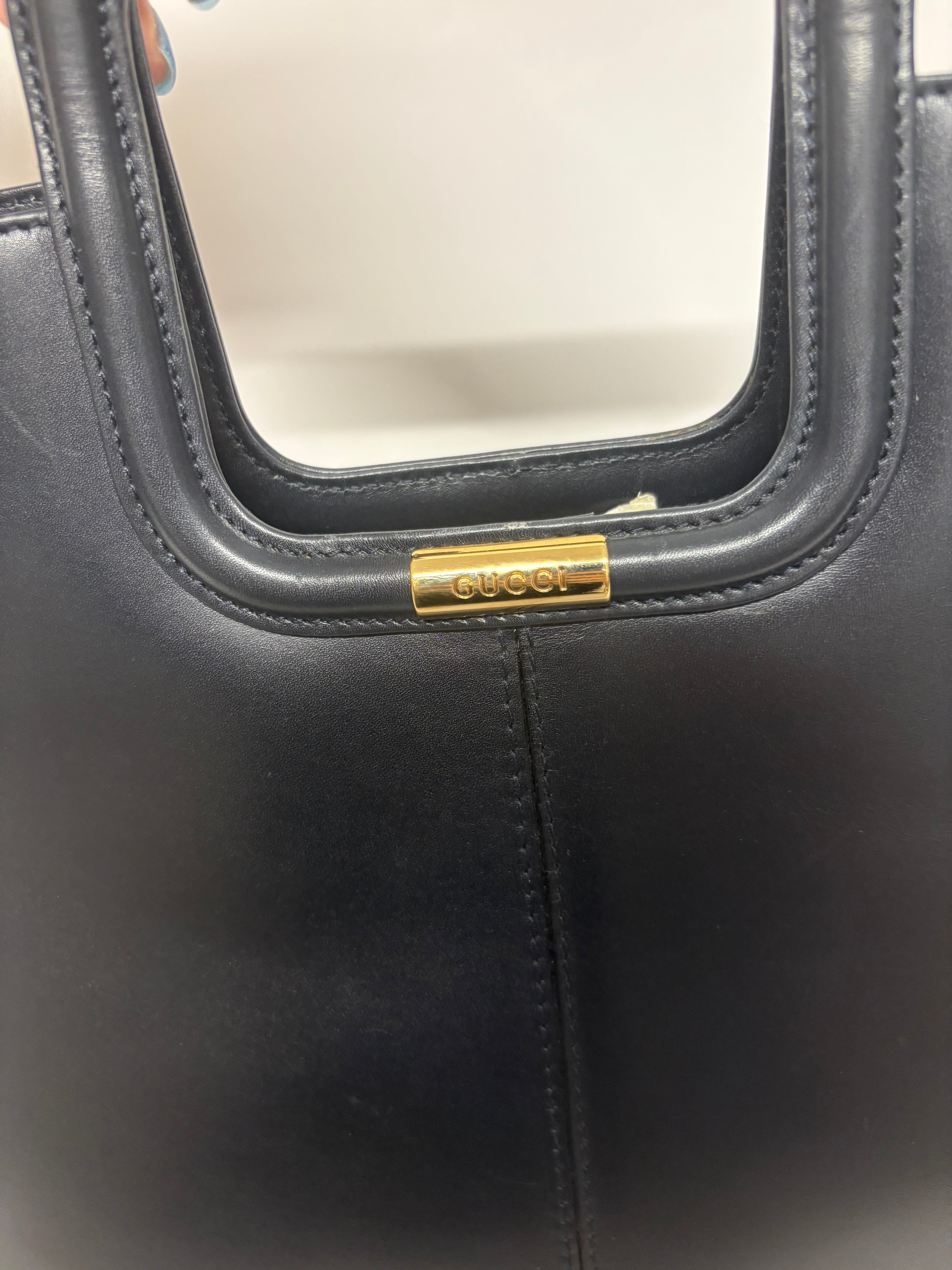 Gucci vintage bolso de mano piel cepillada negra