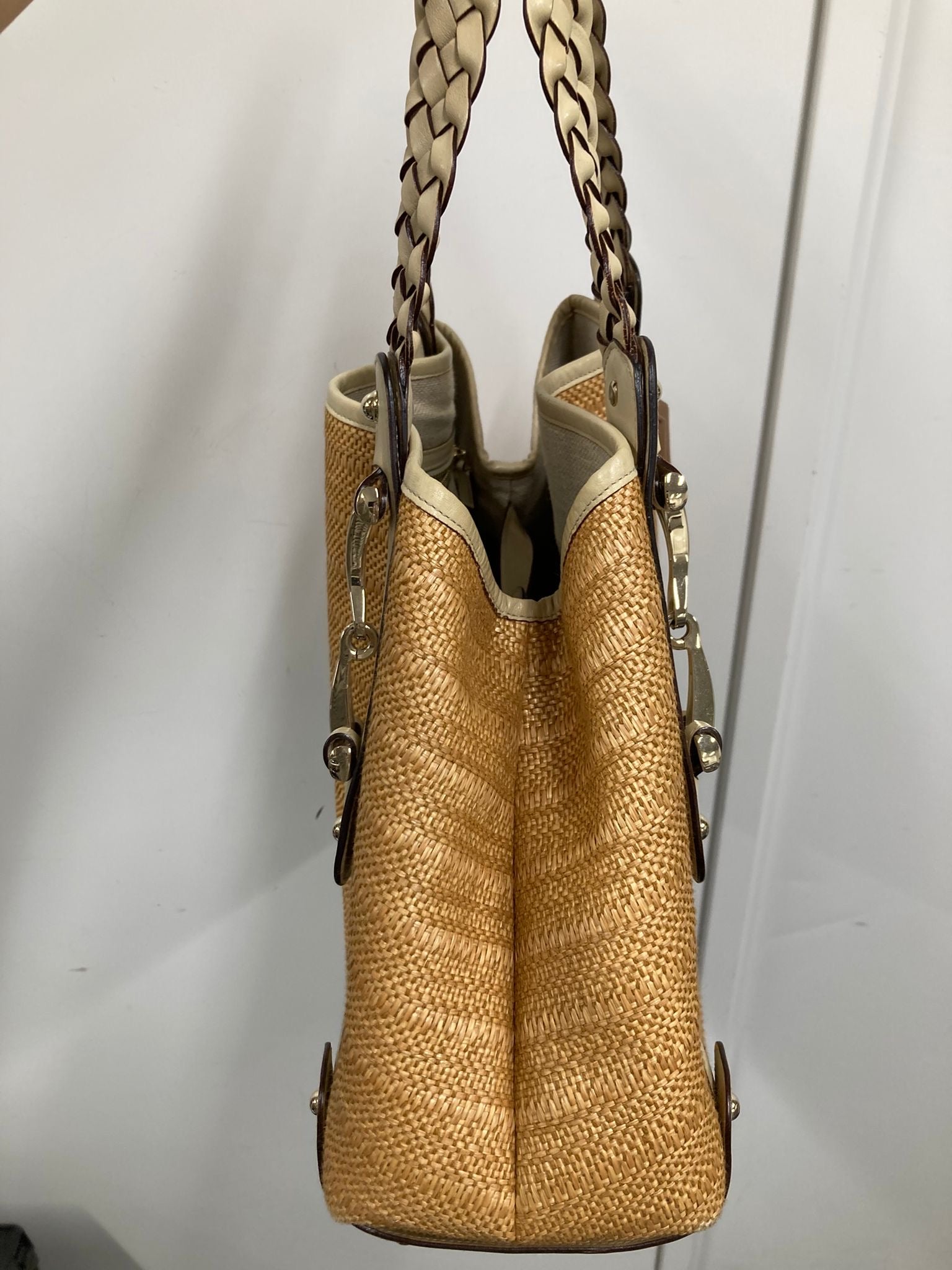 Gucci Horsebit Tote Bag en rafia y piel beige trenzada