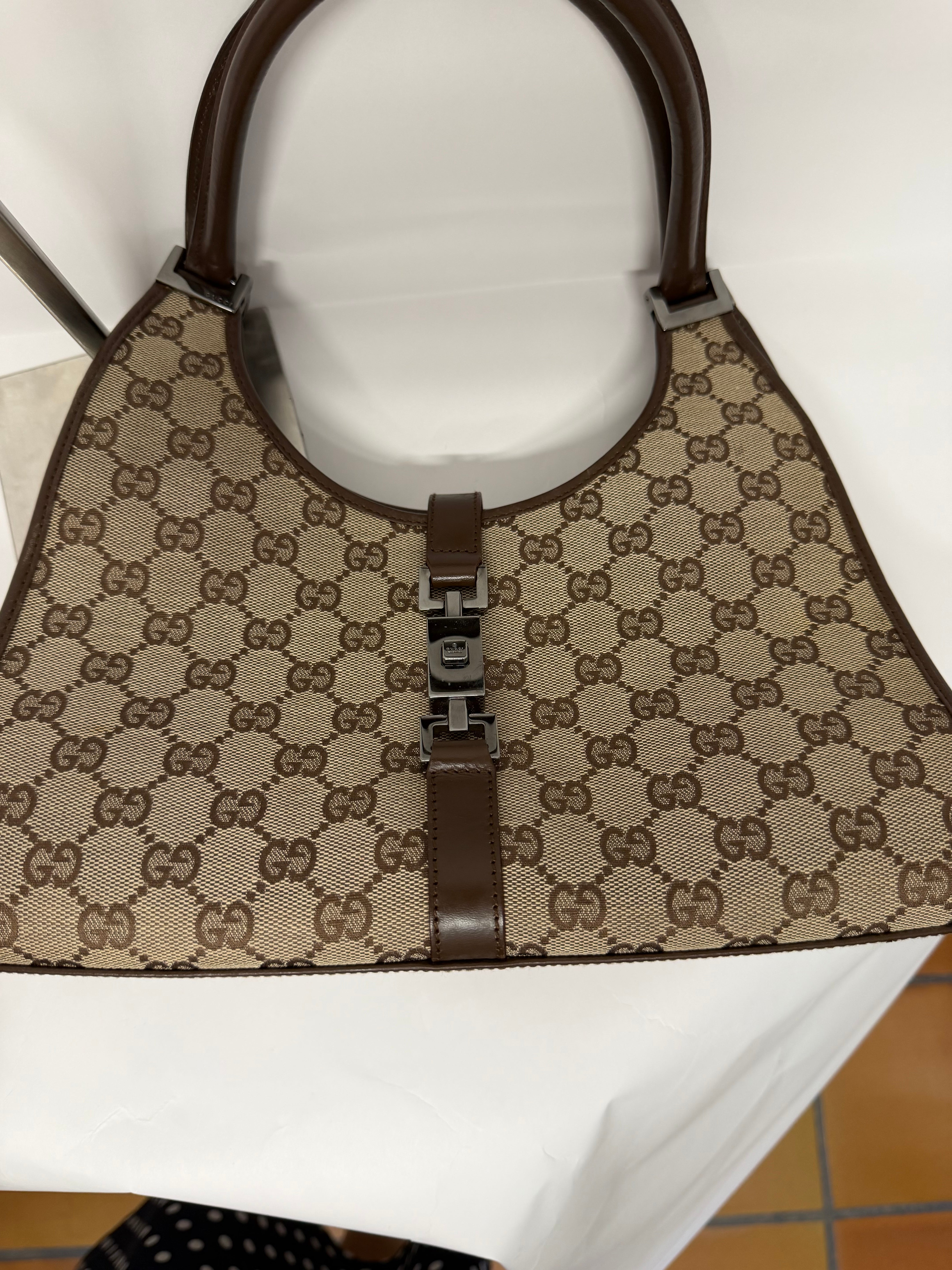 Gucci GG Canvas Handbag Vintage 1998 Marrón