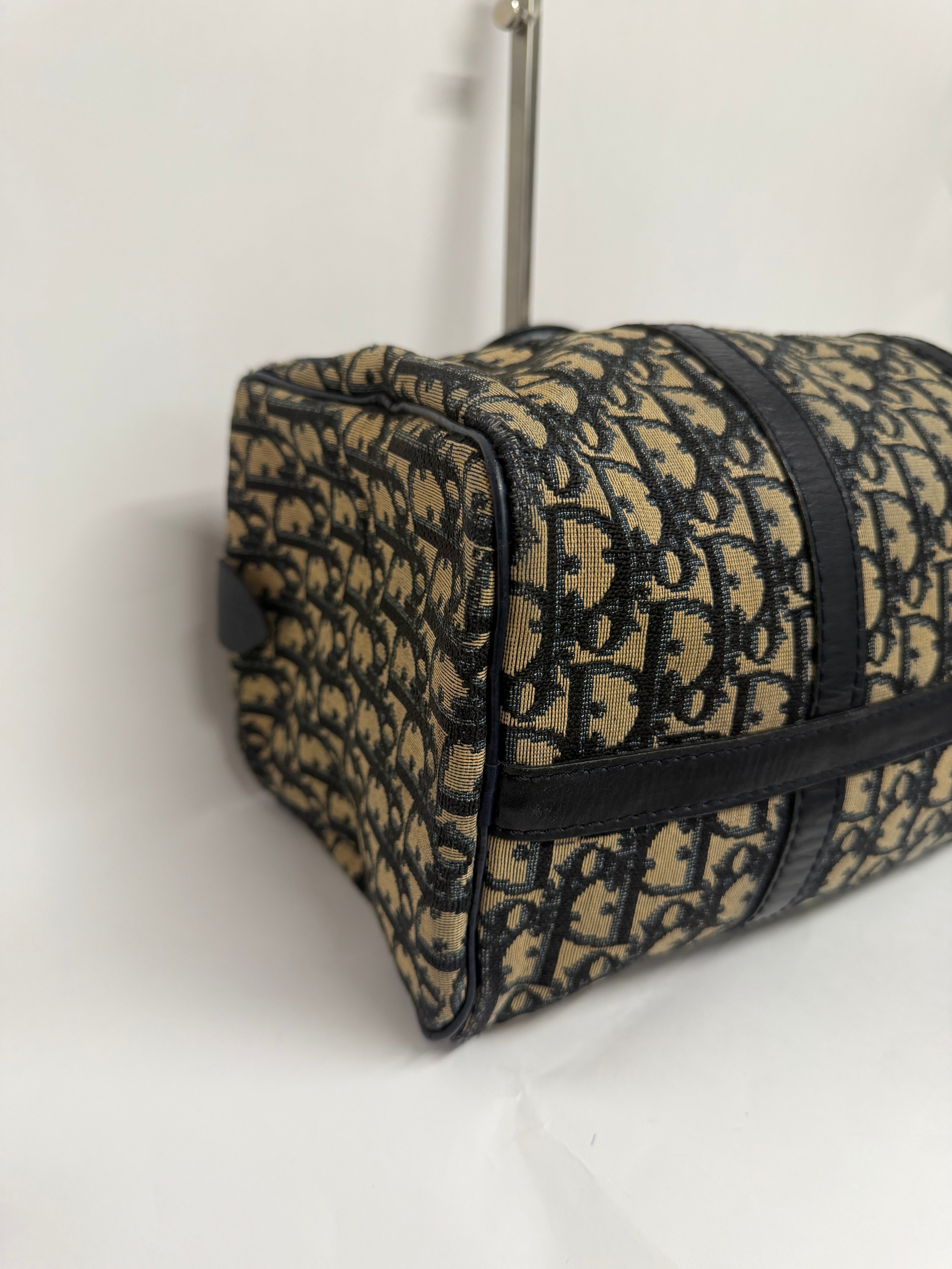 Dior Trotter Boston Bag Canvas x Leather Azul Marino
