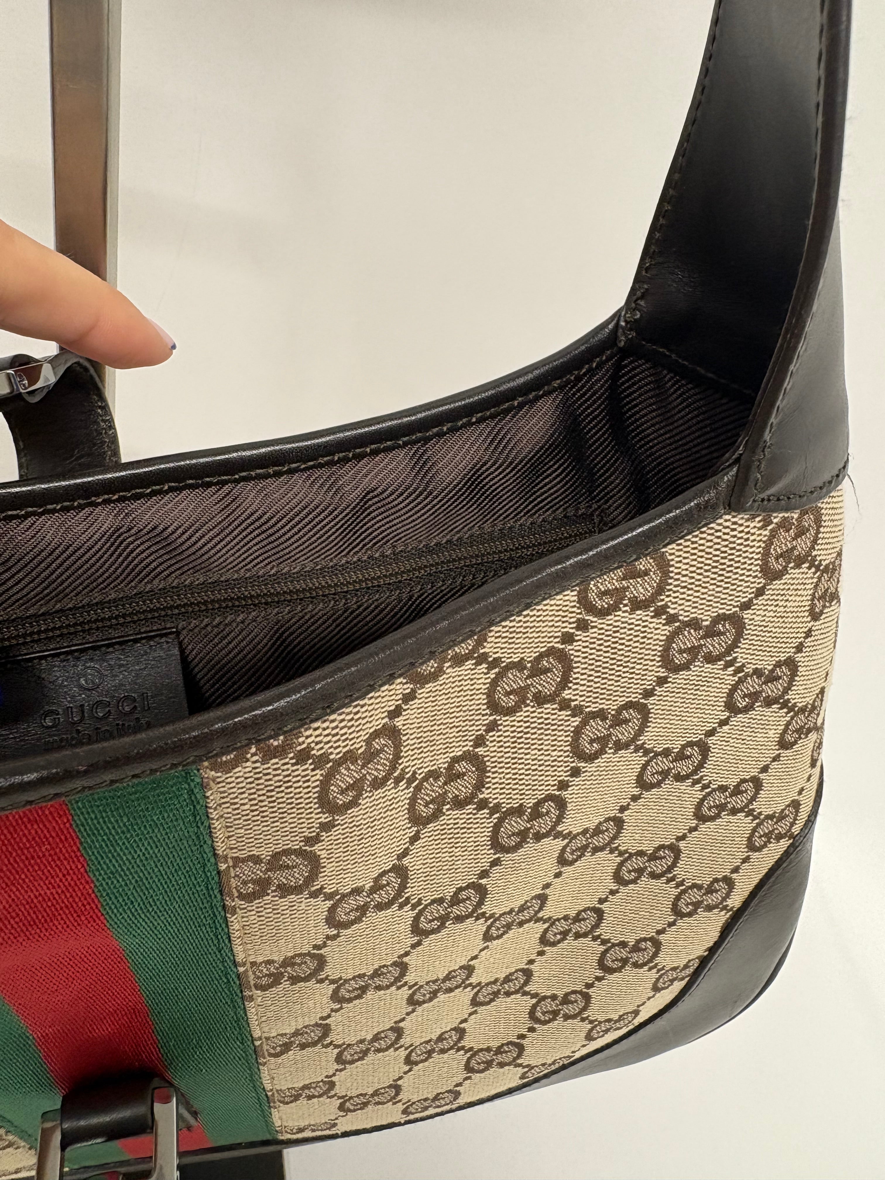 Gucci Jackie GG Canvas clasico mediano Marron Verde/Rojo