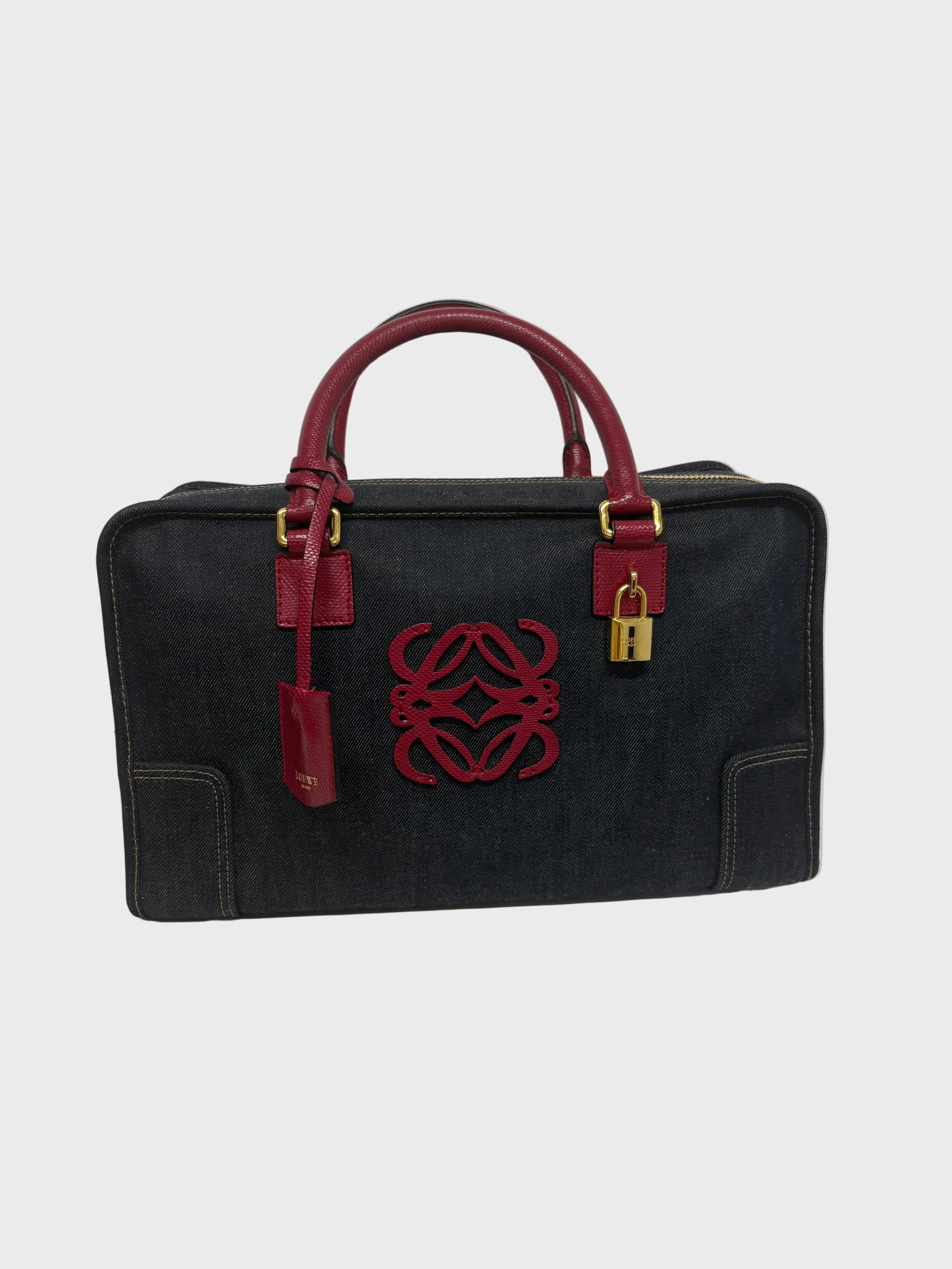 Loewe amazona 35 denim azul y rosa