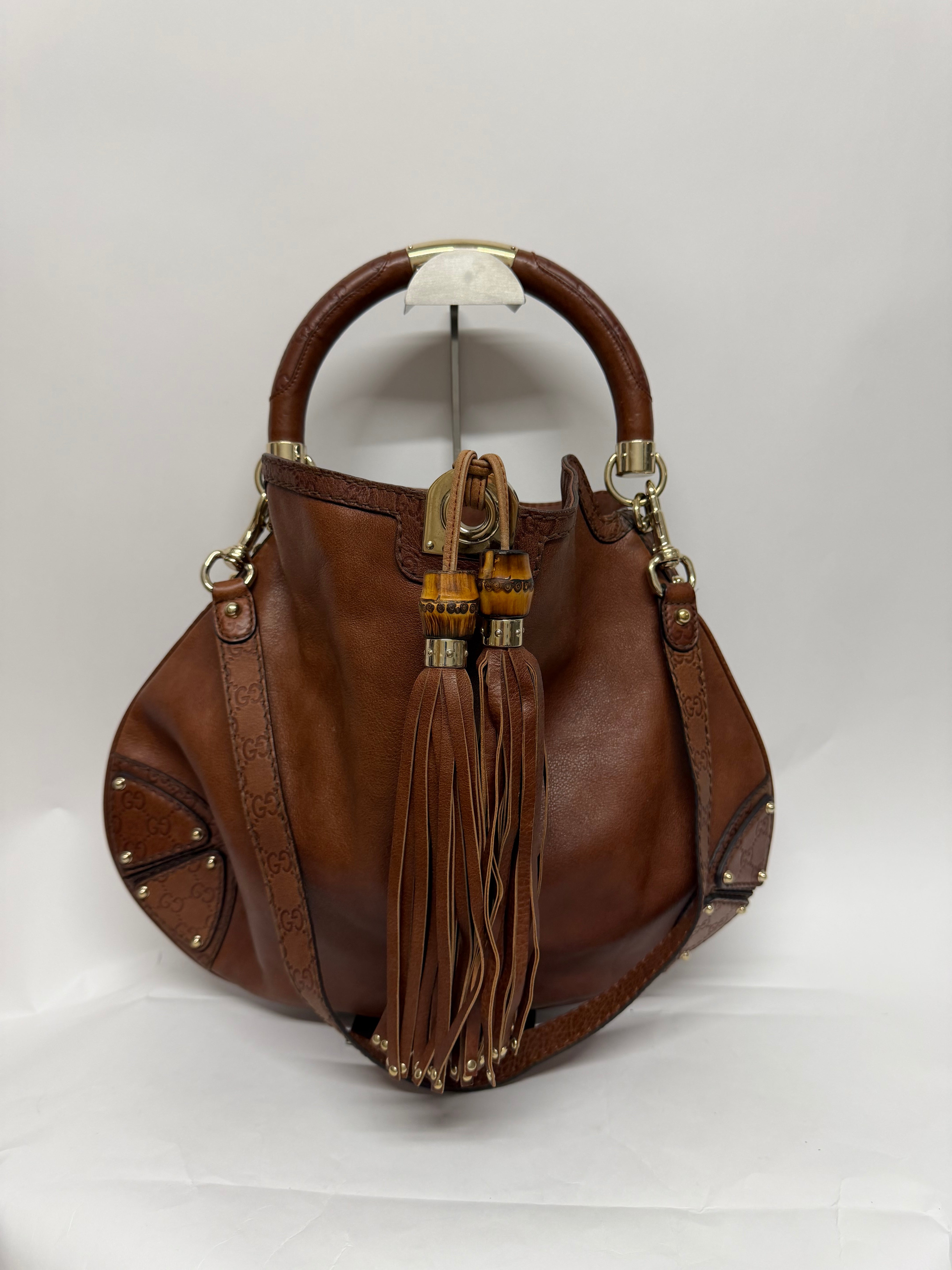Gucci Indy Satchel Guccissima con Bambú XL