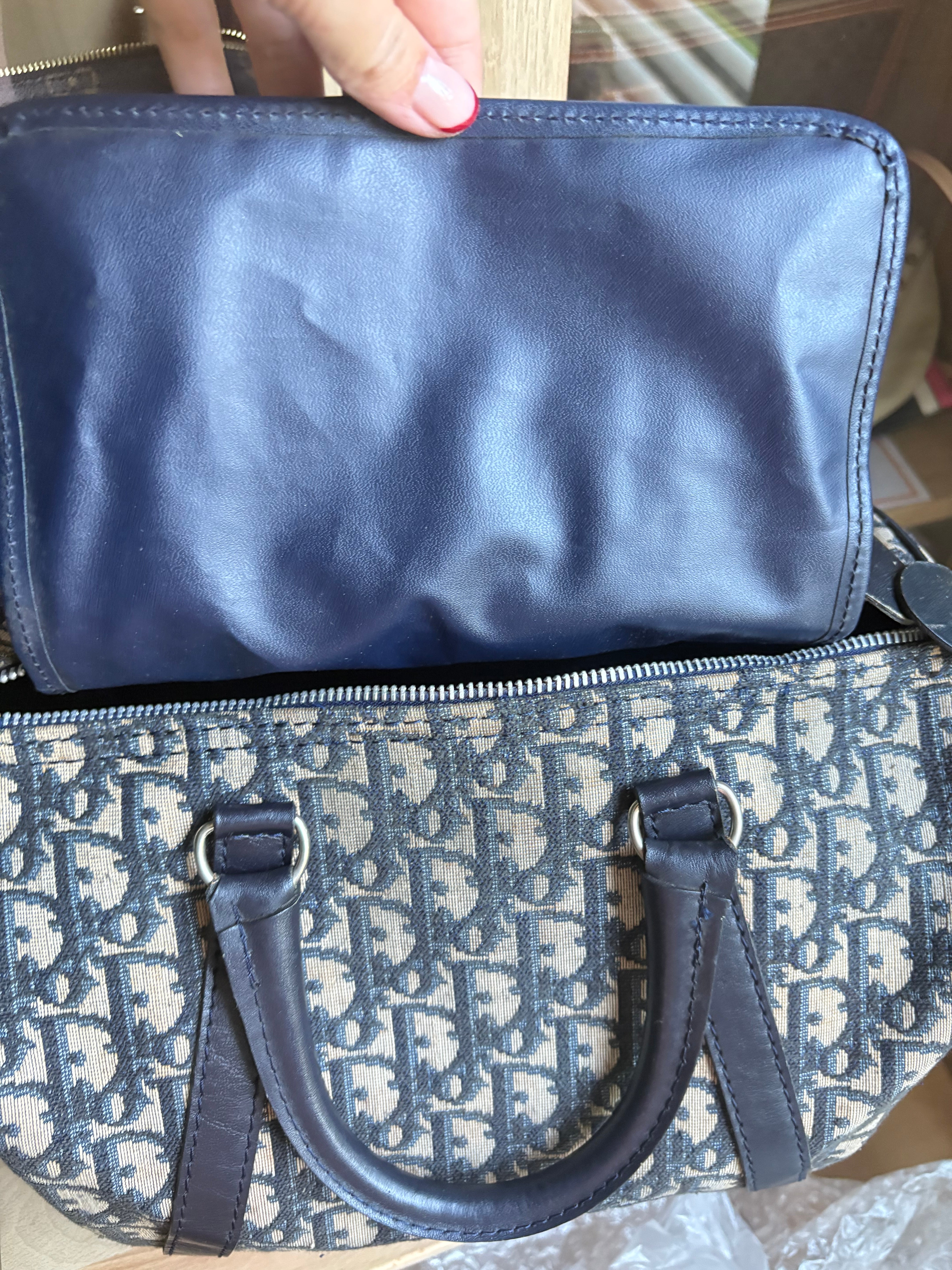 Bolso Dior Trotter Boston monograma Oblique azul marino – Talla 30