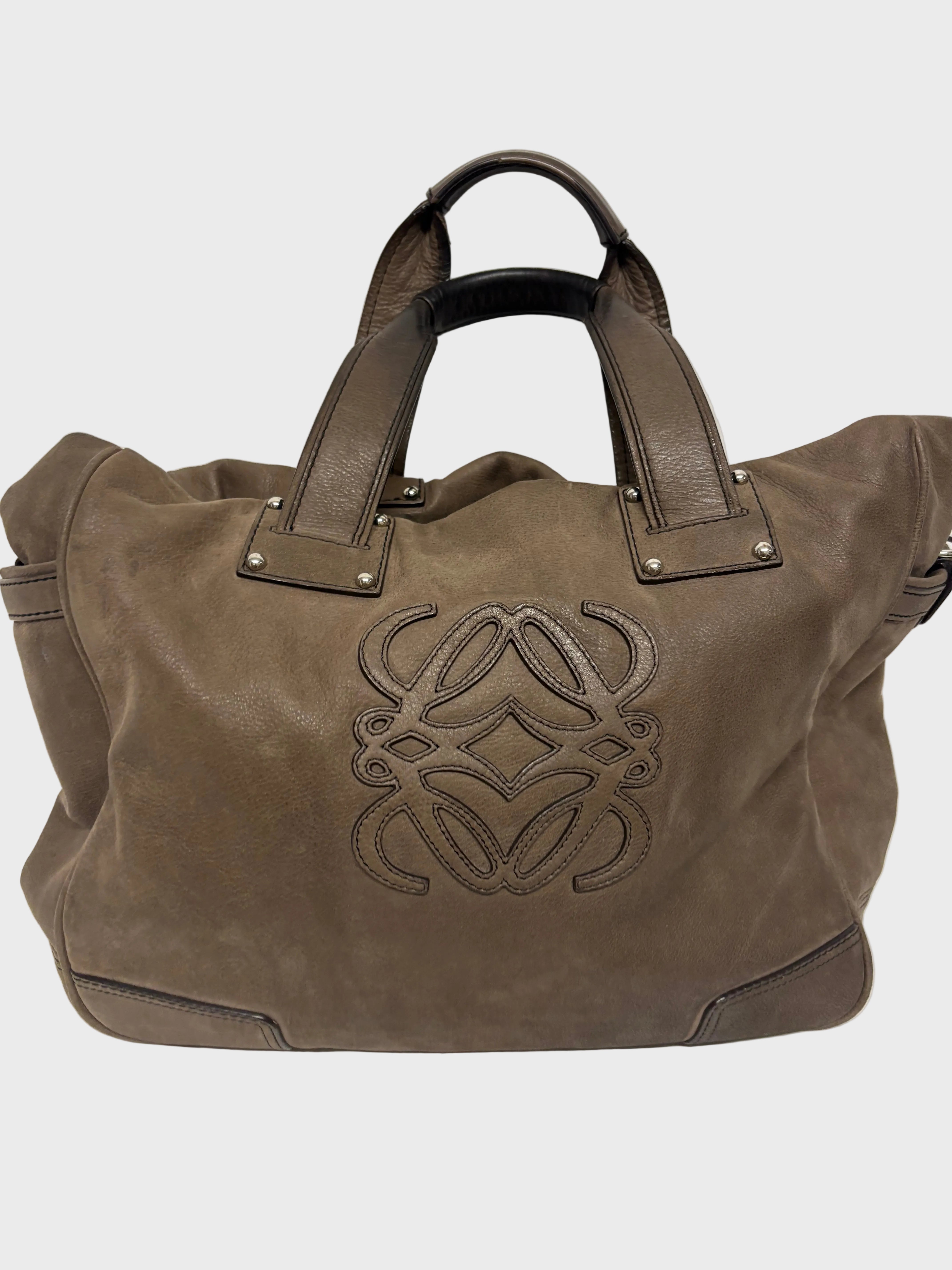 Loewe Tote Grande Piel Taupe Anagram con correa borlas extra