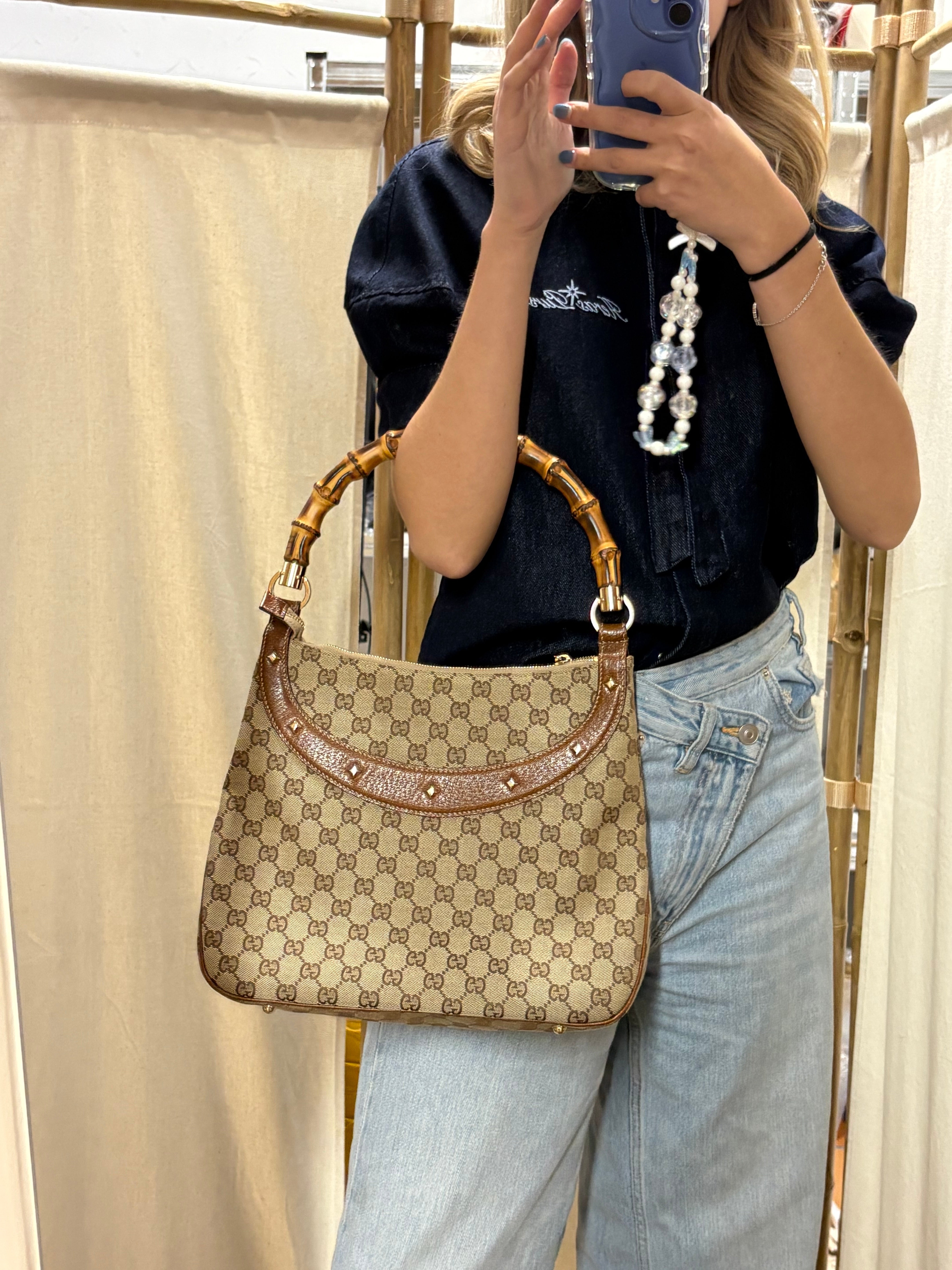 Gucci Bamboo GG Canvas vintage en color marrón