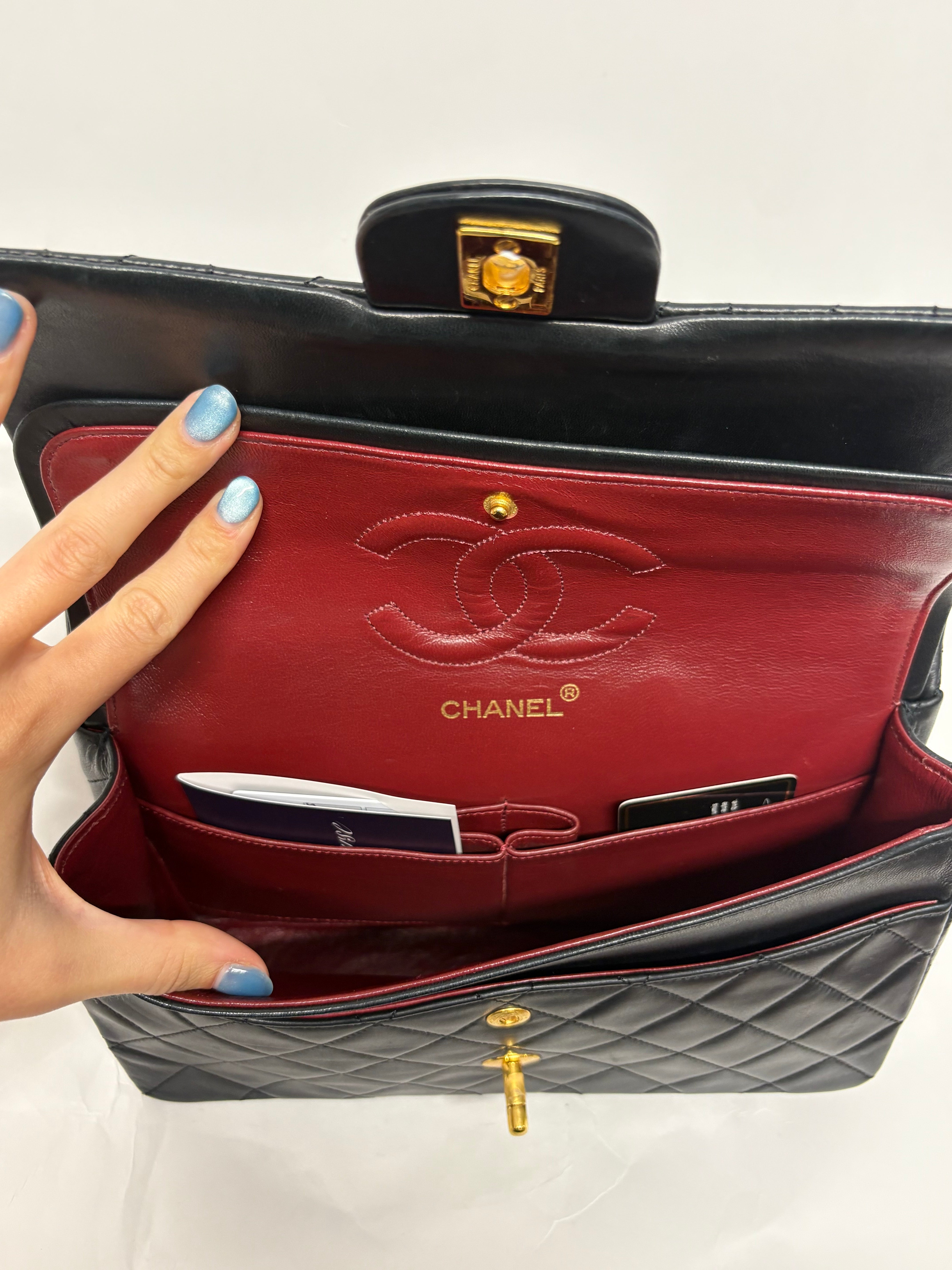 Chanel Timeless Double Flap 25 Lambskin negro serie 0