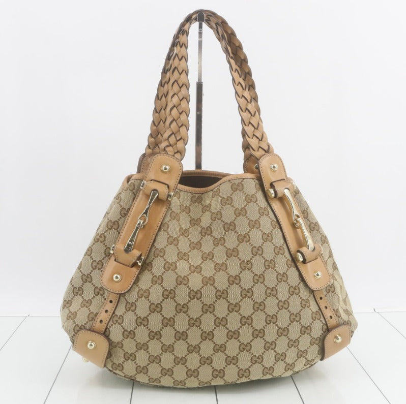 Gucci Pelham GG Canvas Beige & Camel Piel trenzada Mediano