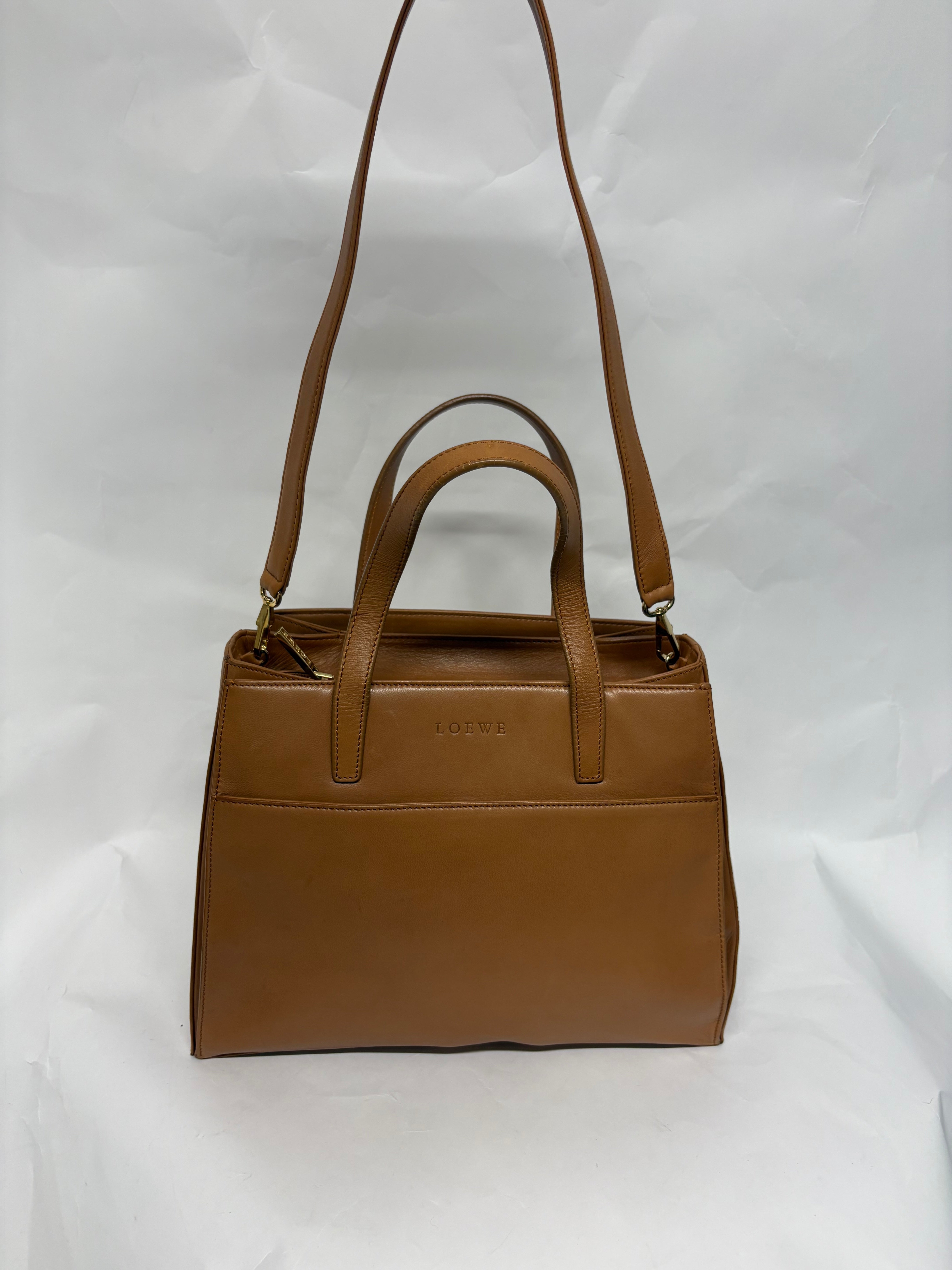 Loewe Vintage Piel Tafilete Camel 2-Way Original con bandolera