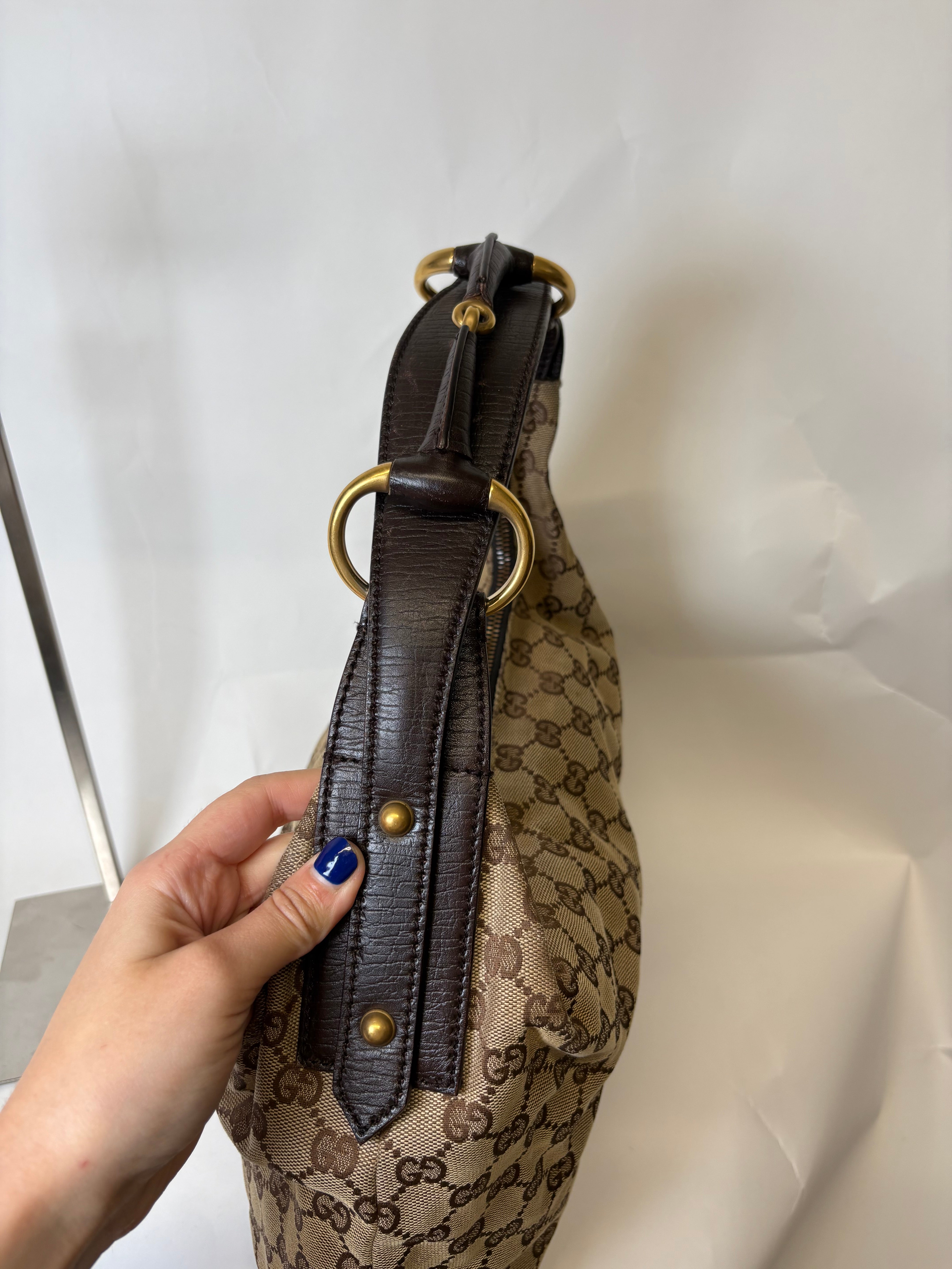 Gucci Horsebit Hobo GG Canvas Marrón