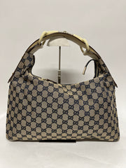 Gucci Horsebit Hobo Lona GG Azul Marino con Asa en Resina Marfil