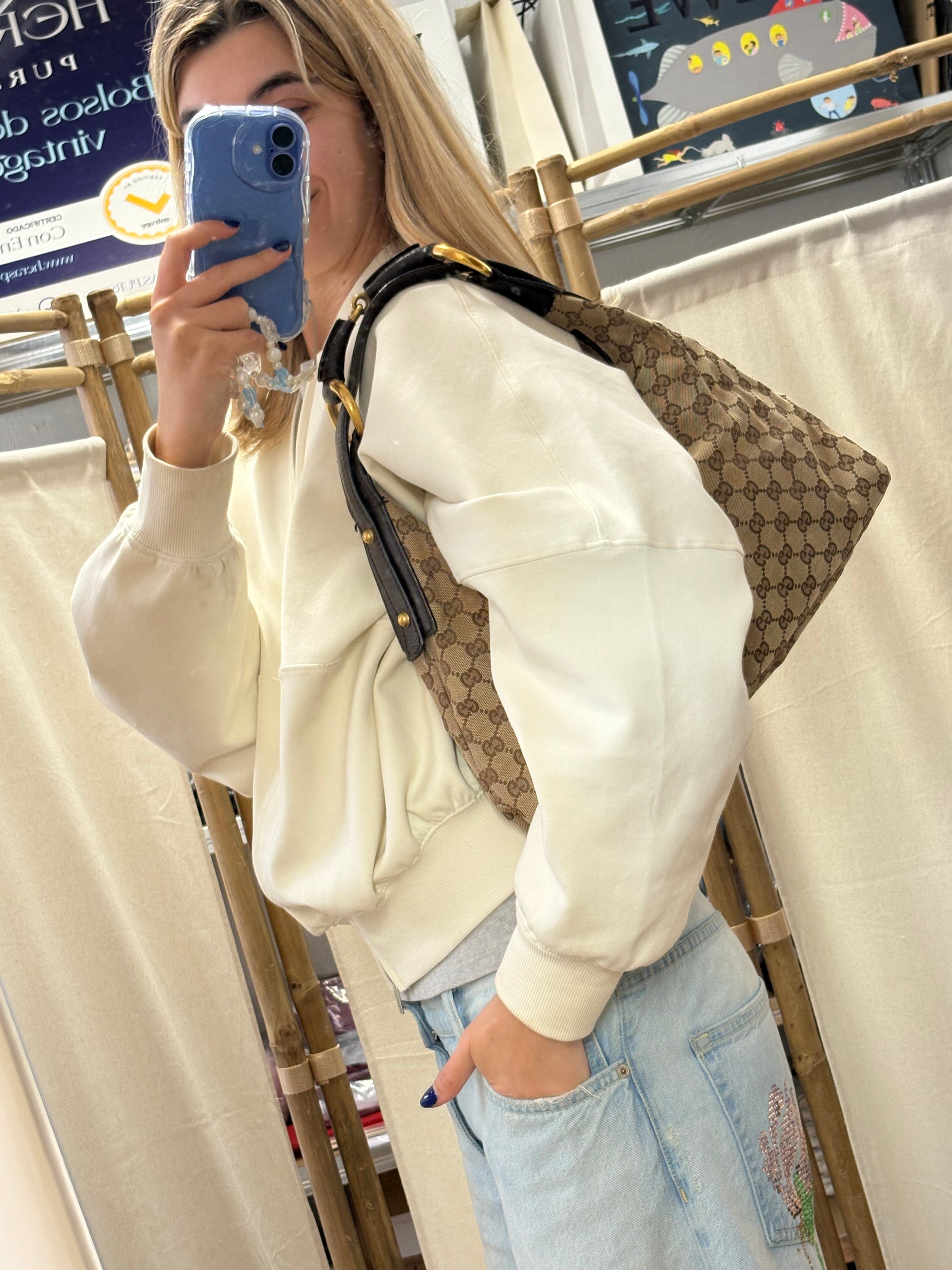 Gucci Horsebit Hobo GG Canvas Marrón