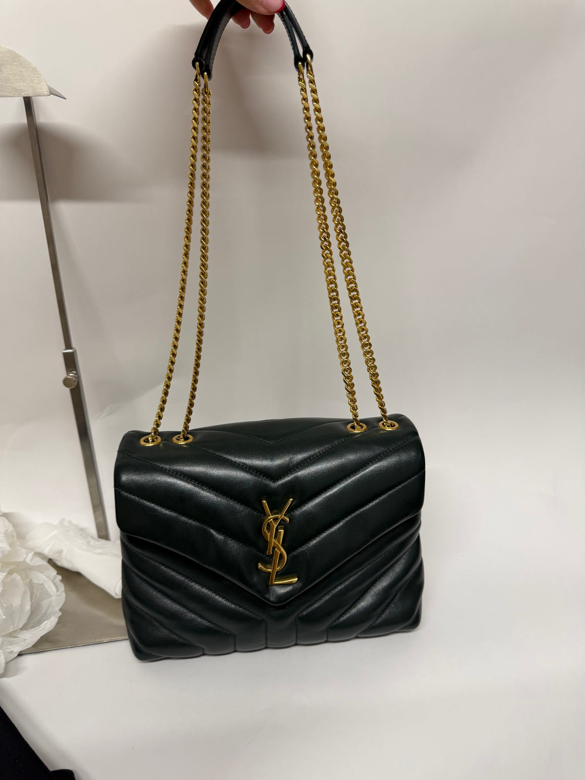 Saint Laurent LouLou Small Piel de Becerro Matelassé Verde Oscuro Full Set