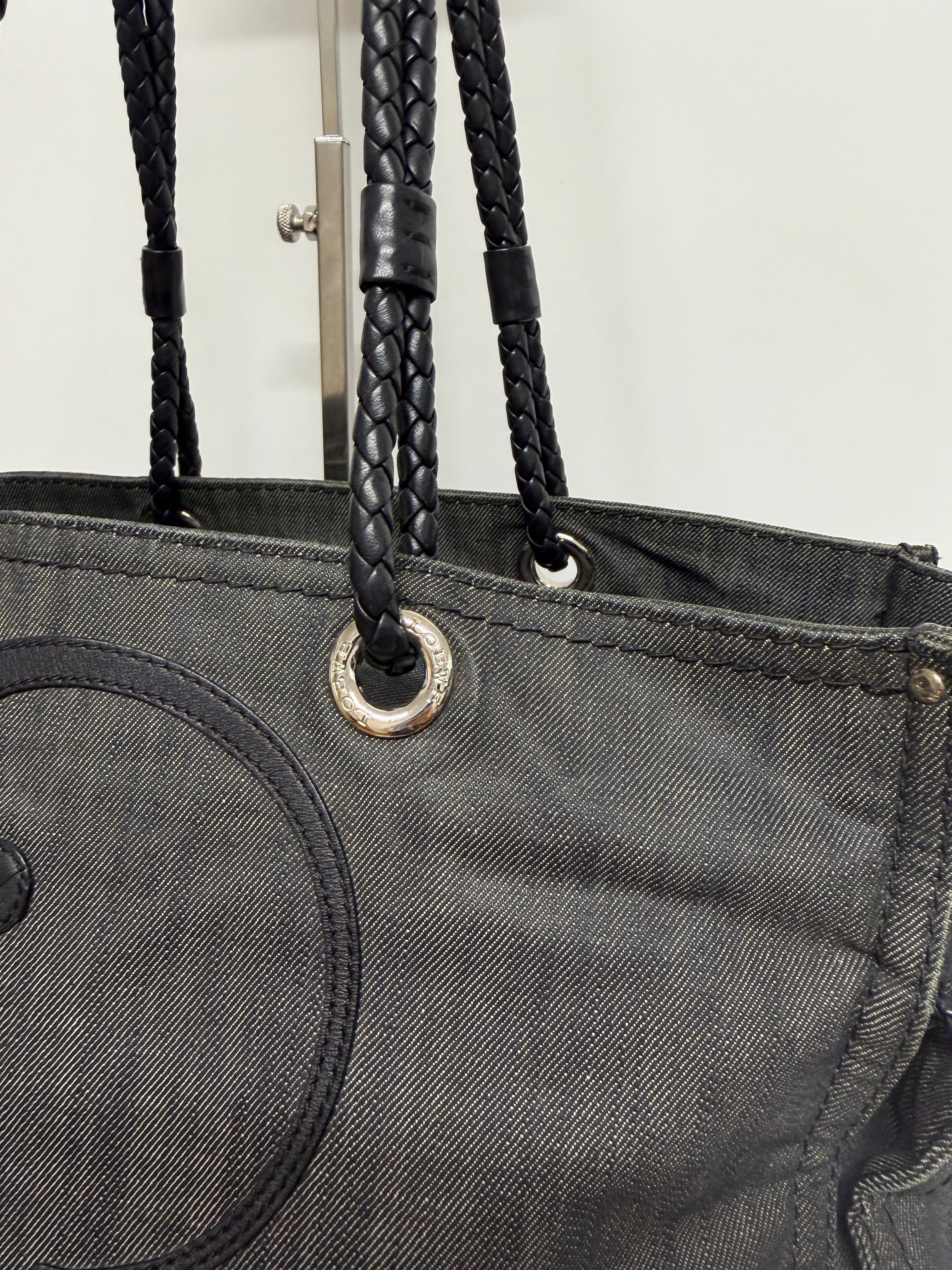 Loewe Tote Denim Oscuro Logo y Corona