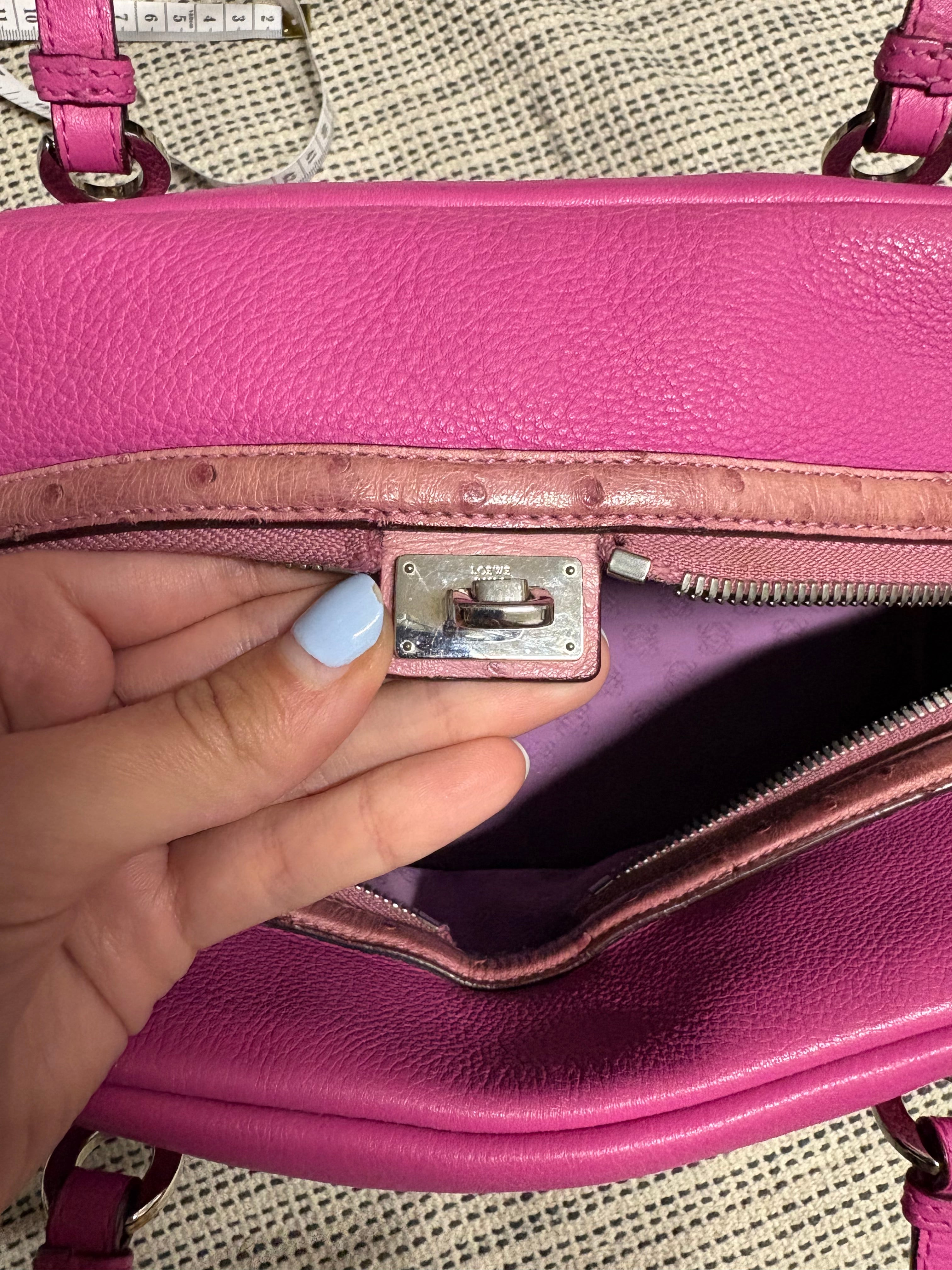 Loewe Bolso Vintage Fucsia Piel con Detalles Exóticos