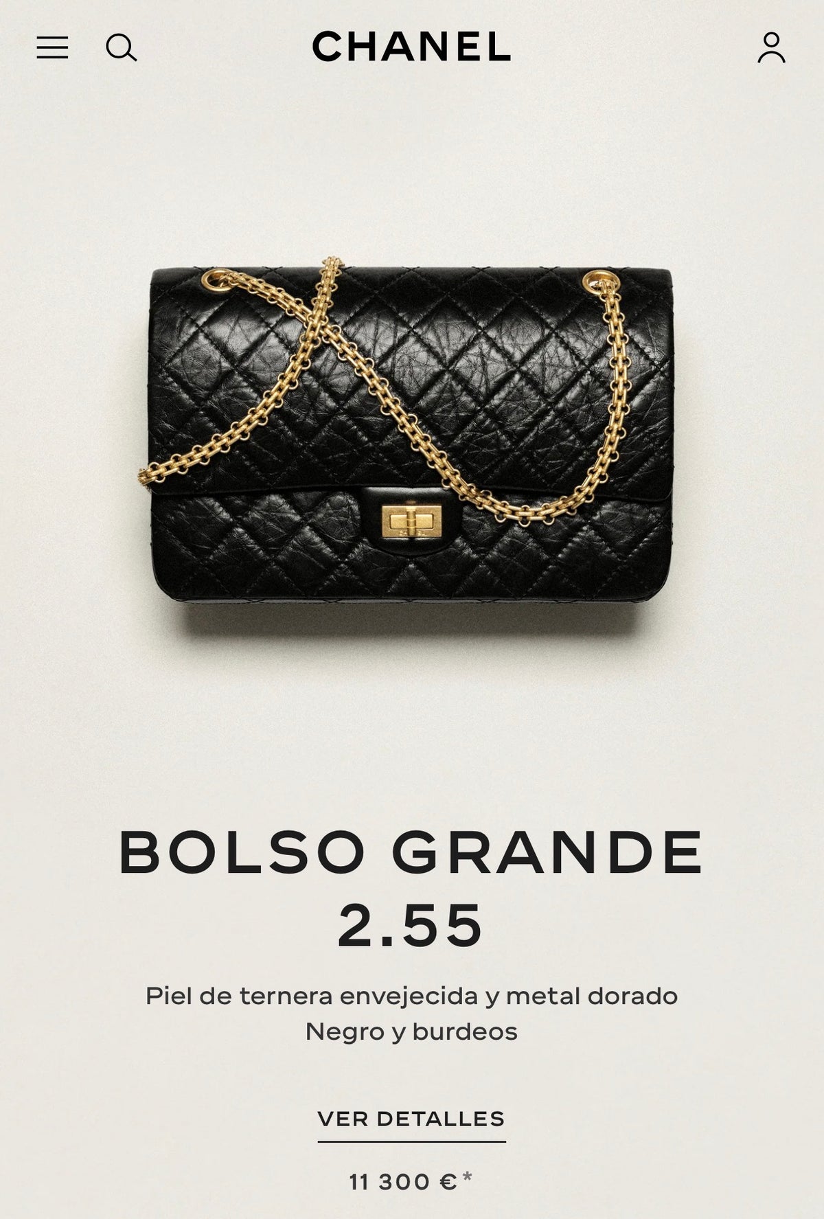 Chanel Reissue 2.55 Double Flap 227 Piel de Becerro Envejecida Negra · grande Serie 15
