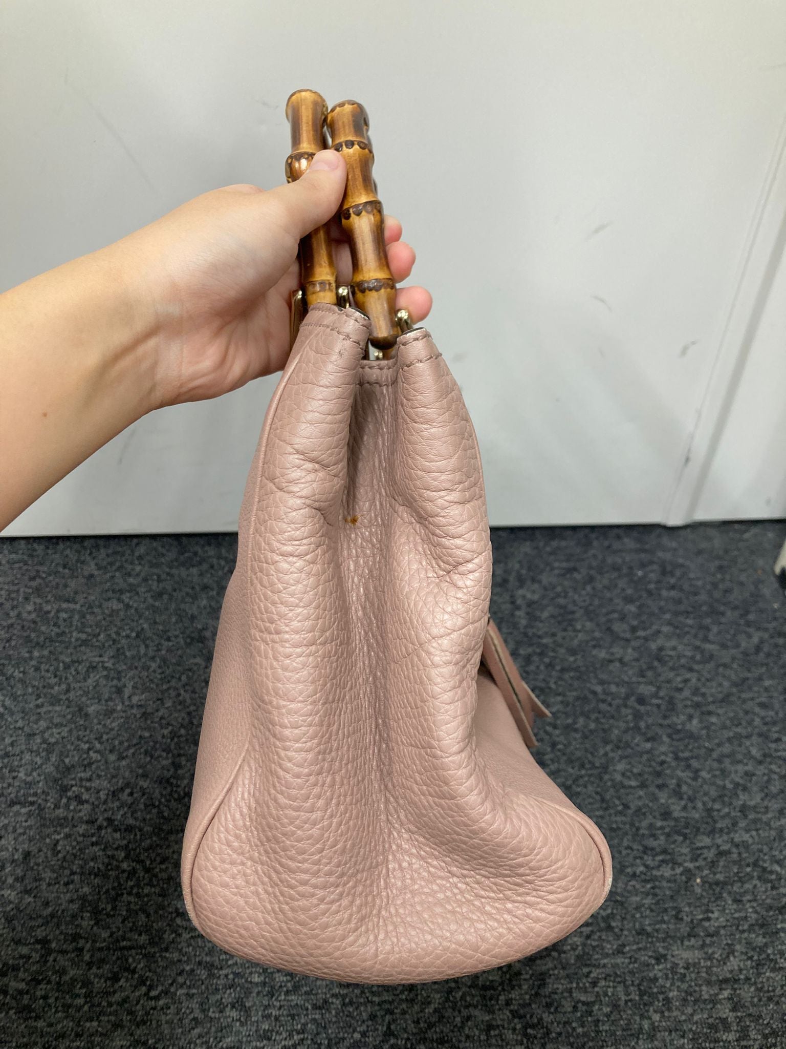 Gucci Bamboo 2Way Bag en piel rosa empolvado y bandolera