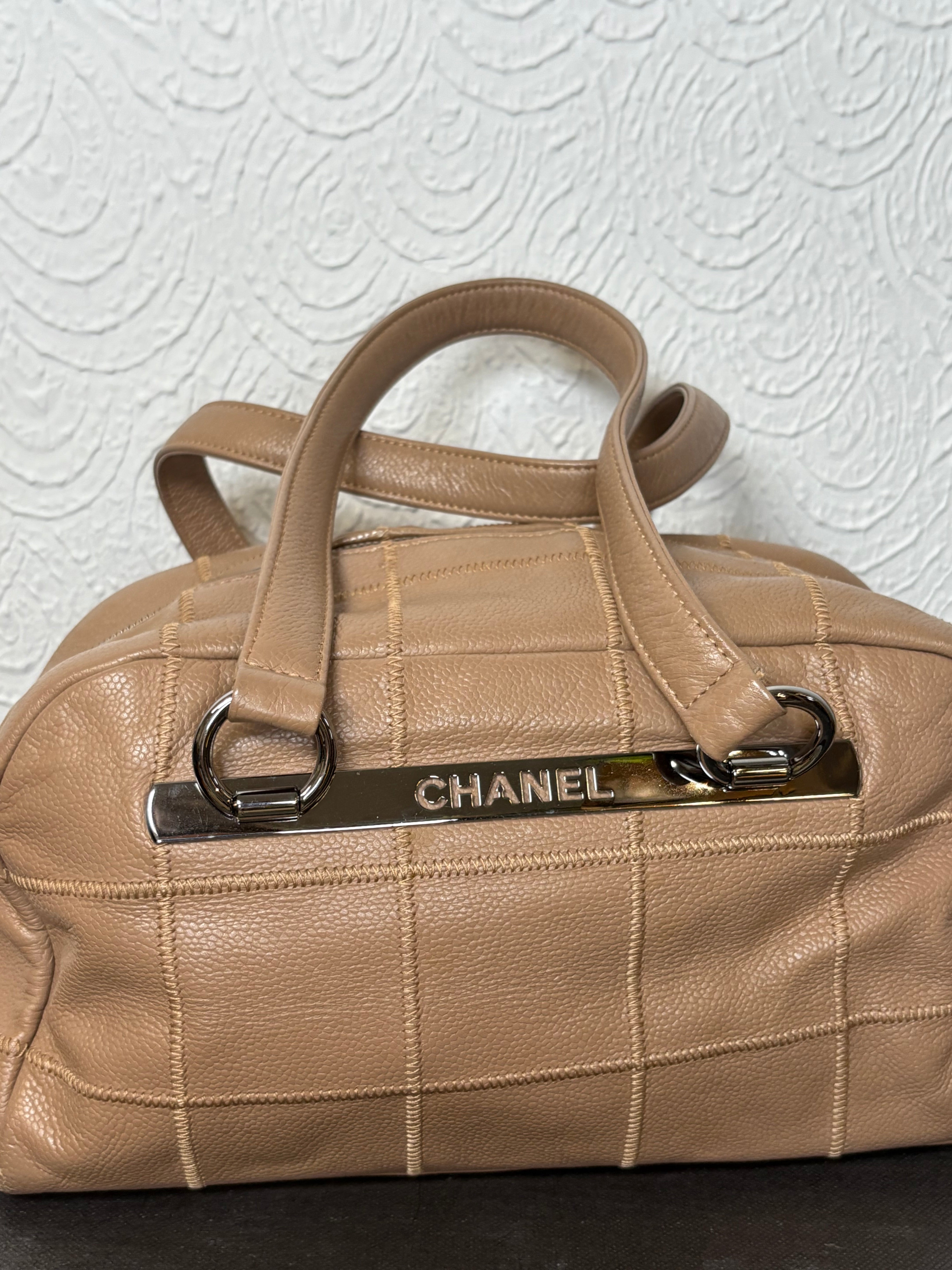Chanel chocolate bar mini boston caviar camel