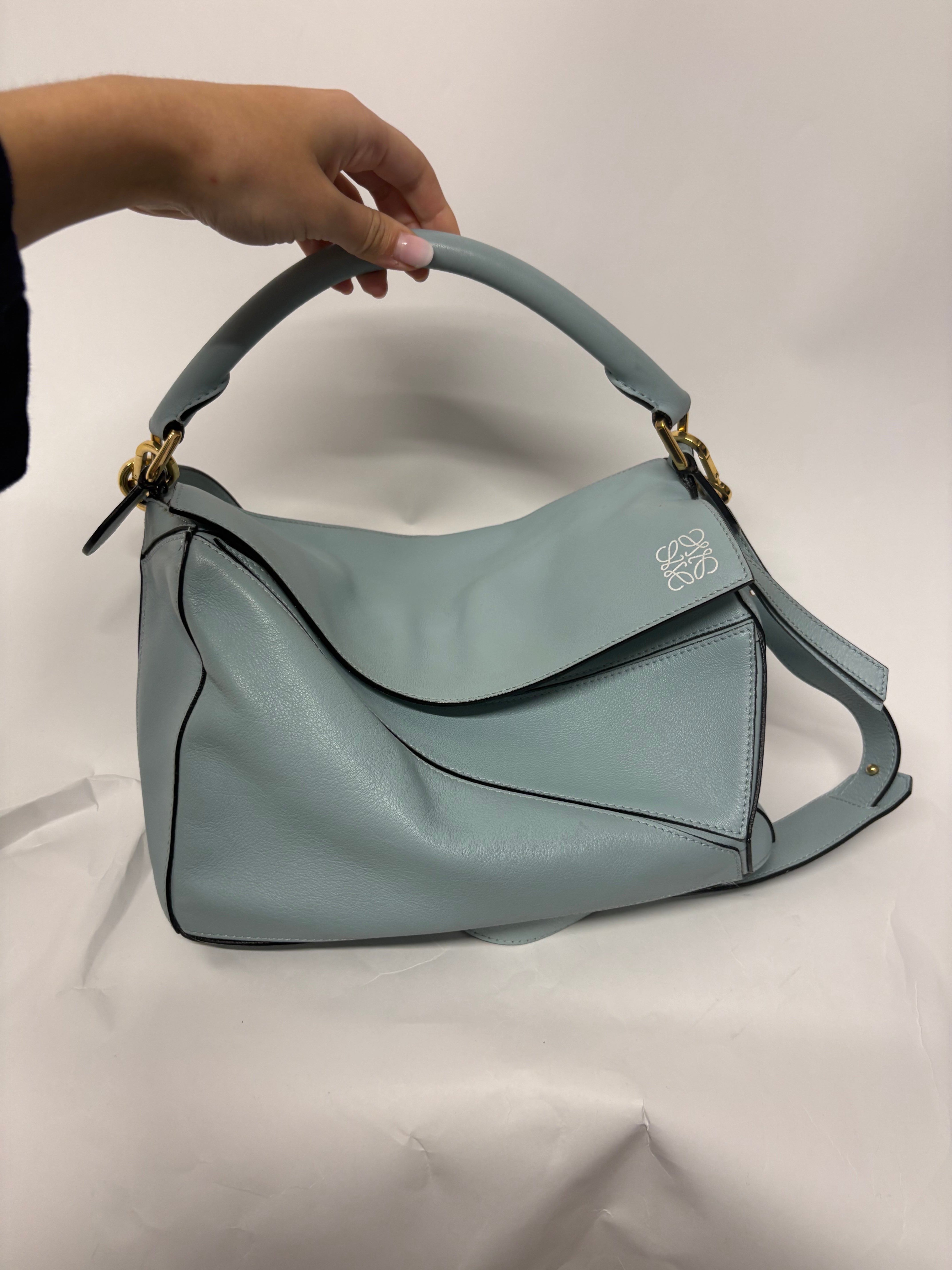 Loewe puzzle bag mediano sky baby blue