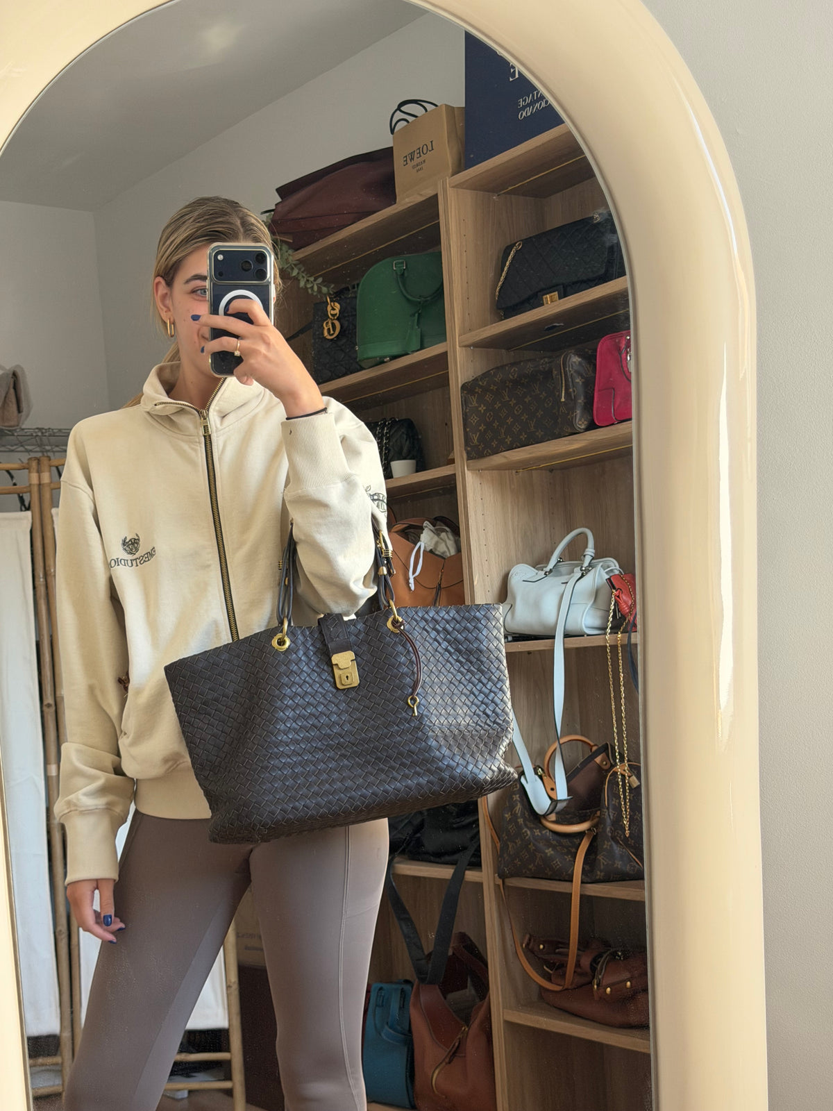 Bottega Veneta Capri Tote Grande Nappa Intrecciato Marrón