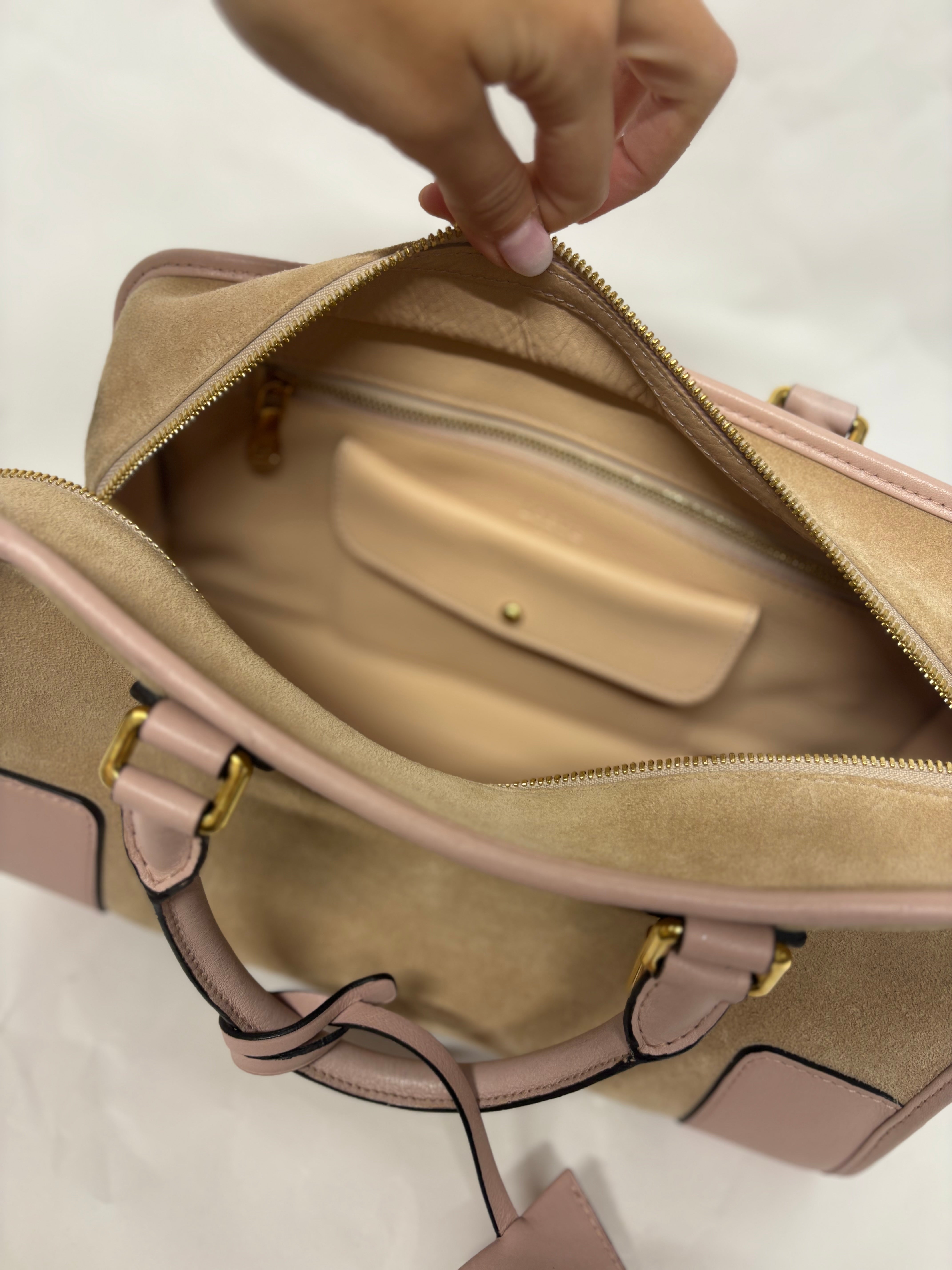 Loewe amazona 30 ante beige y rosa claro
