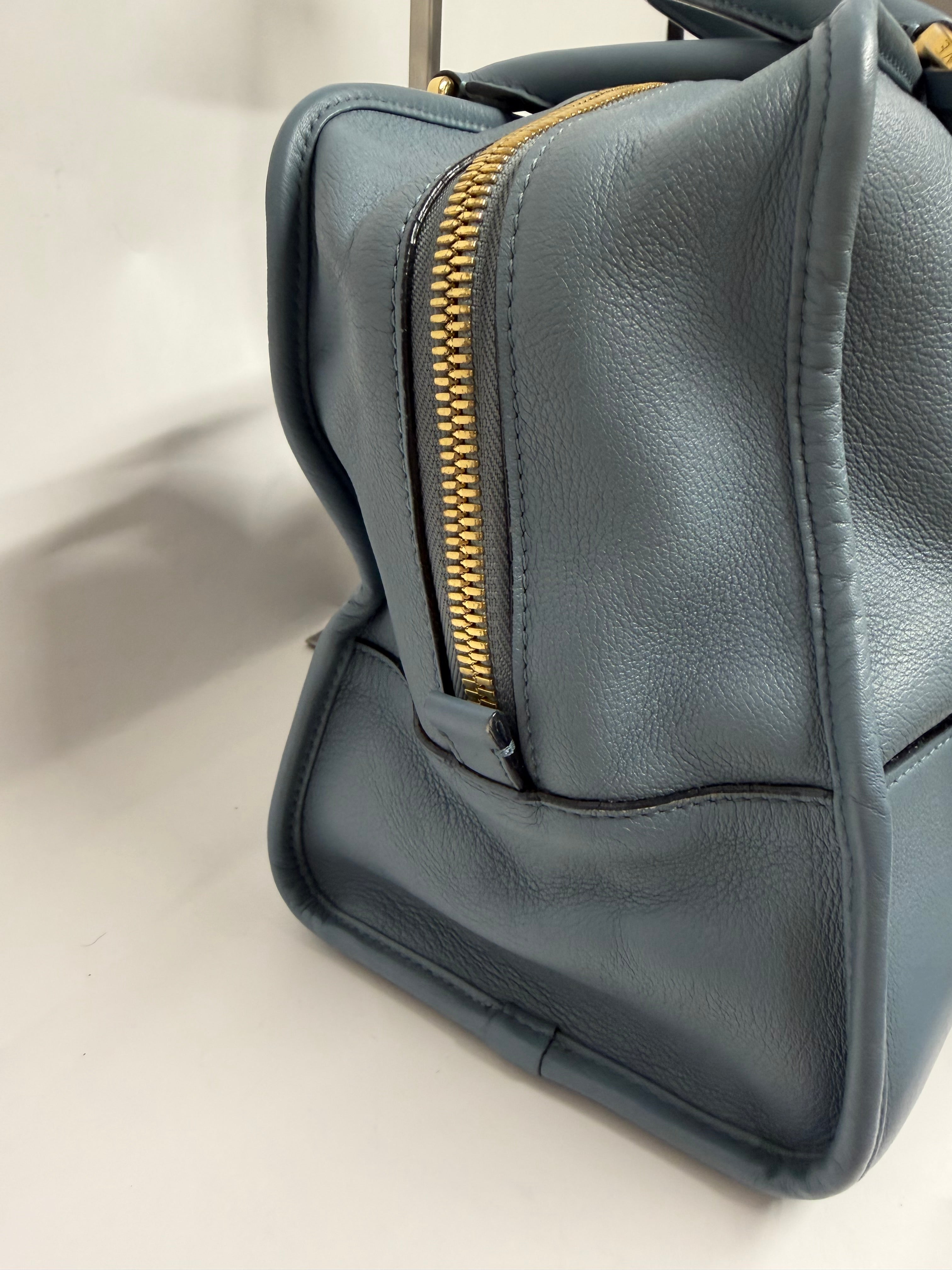 Loewe Amazona 36 Piel Azul Grisáceo y bandolera original